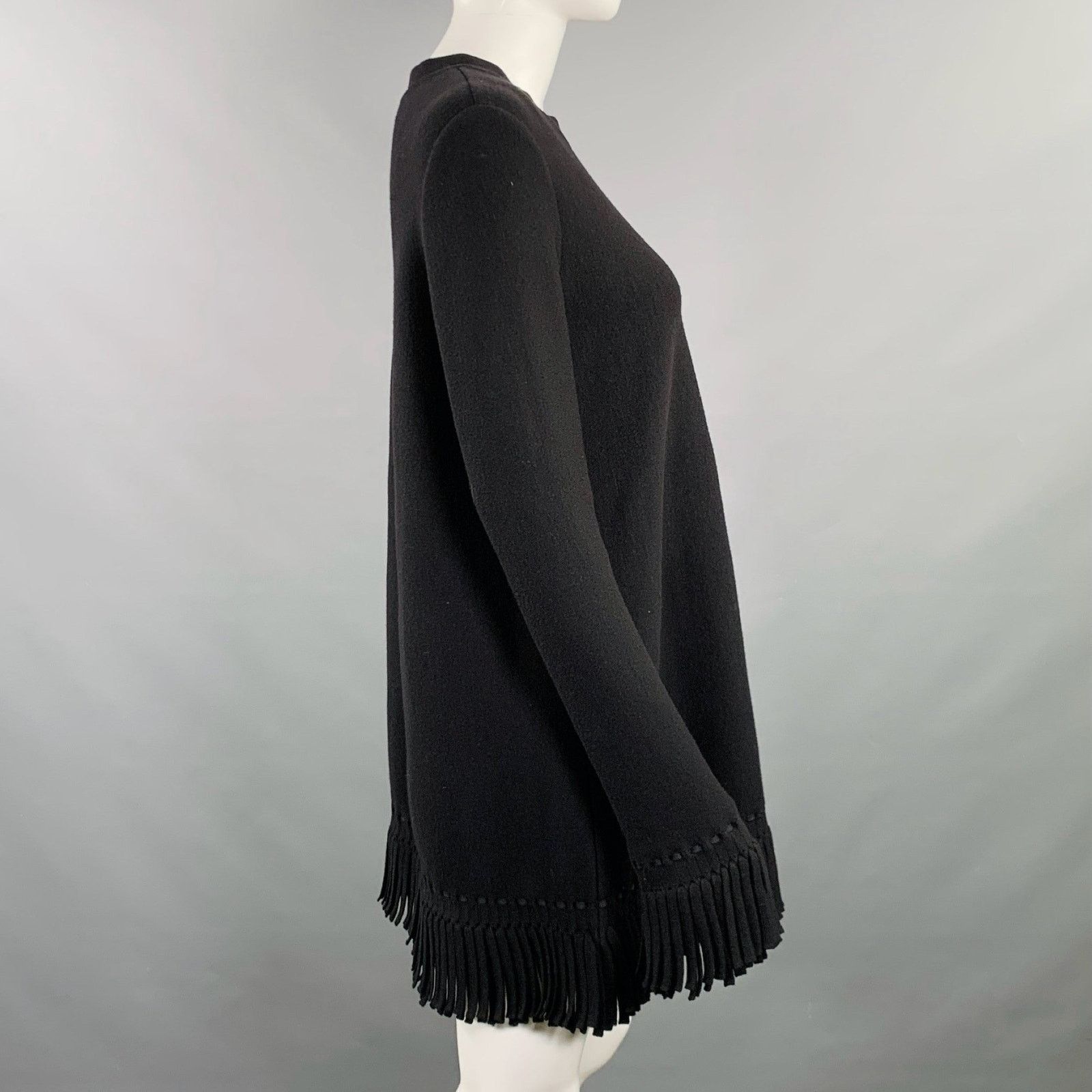 Alaia ALAIA Size 6 Black Wool Blend Fringe Trim Mini Dress Size M / US 6-8 / IT 42-44 - 3 Thumbnail
