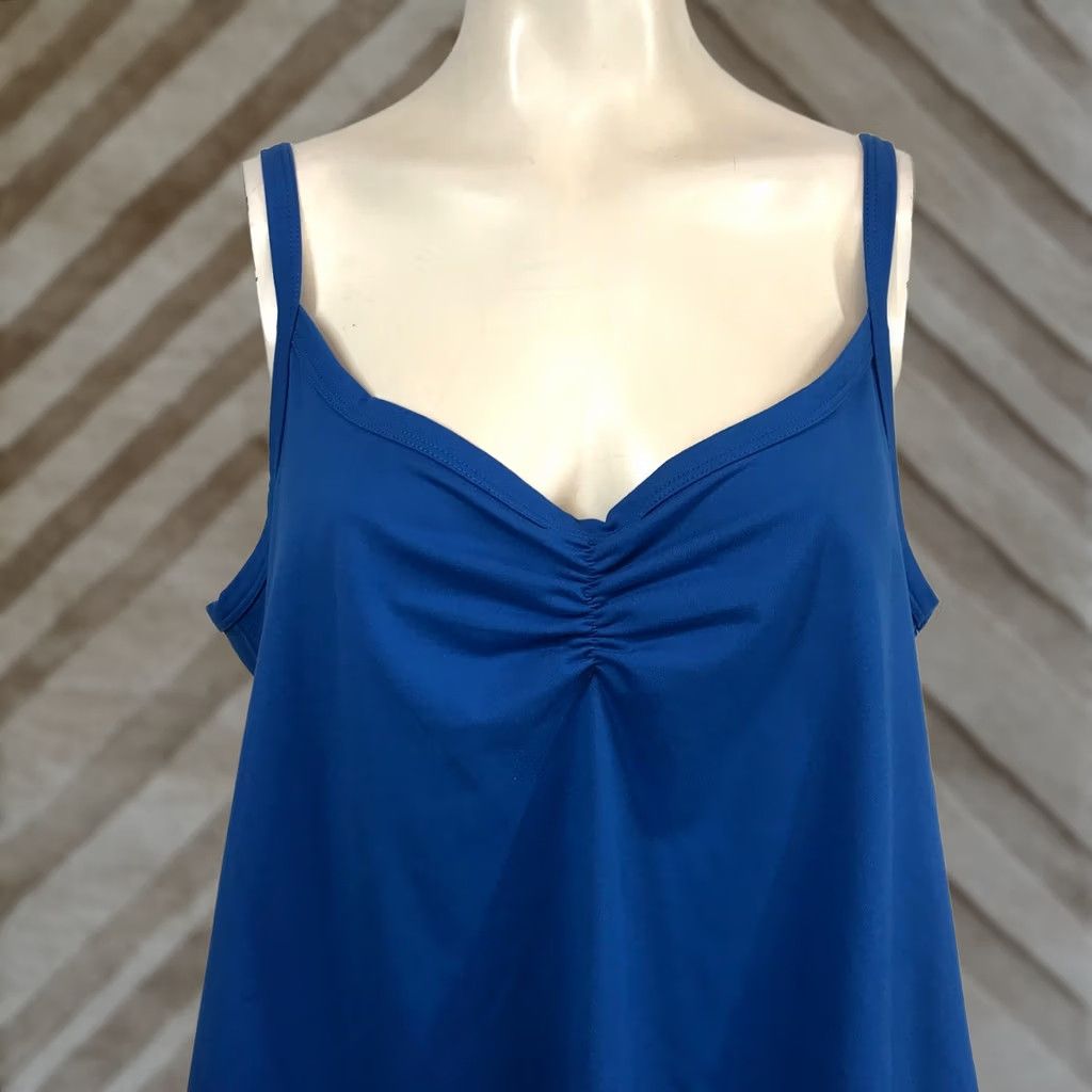 Torrid Torrid Active Cami Tank Top Blue 2X 18-20 PlusSize Polyester Blend Spandex Moisture Wicking Ruched Sweetheart Sleeveless Yoga Gym Camisole Womens Size 3XL / US 20-22 - 1 Thumbnail