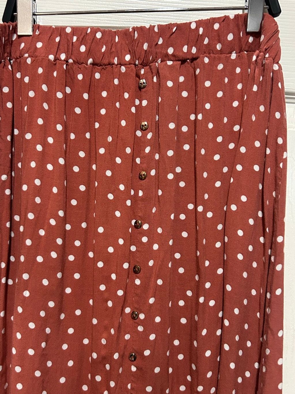 Other Indigo Rose Plus 1X Rust White Polka Dot High Low Skirt Size 34" / US 12 / IT 48 - 3 Thumbnail