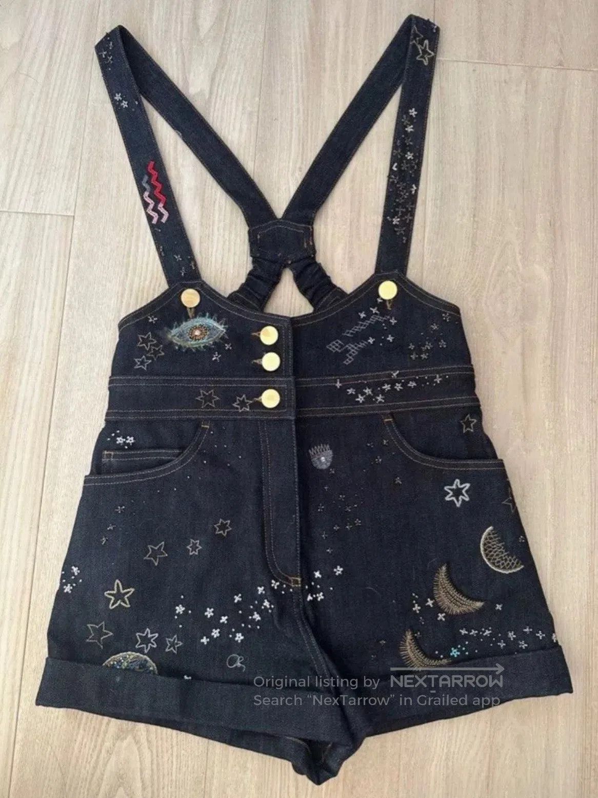 Valentino Denim Overall Shorts.