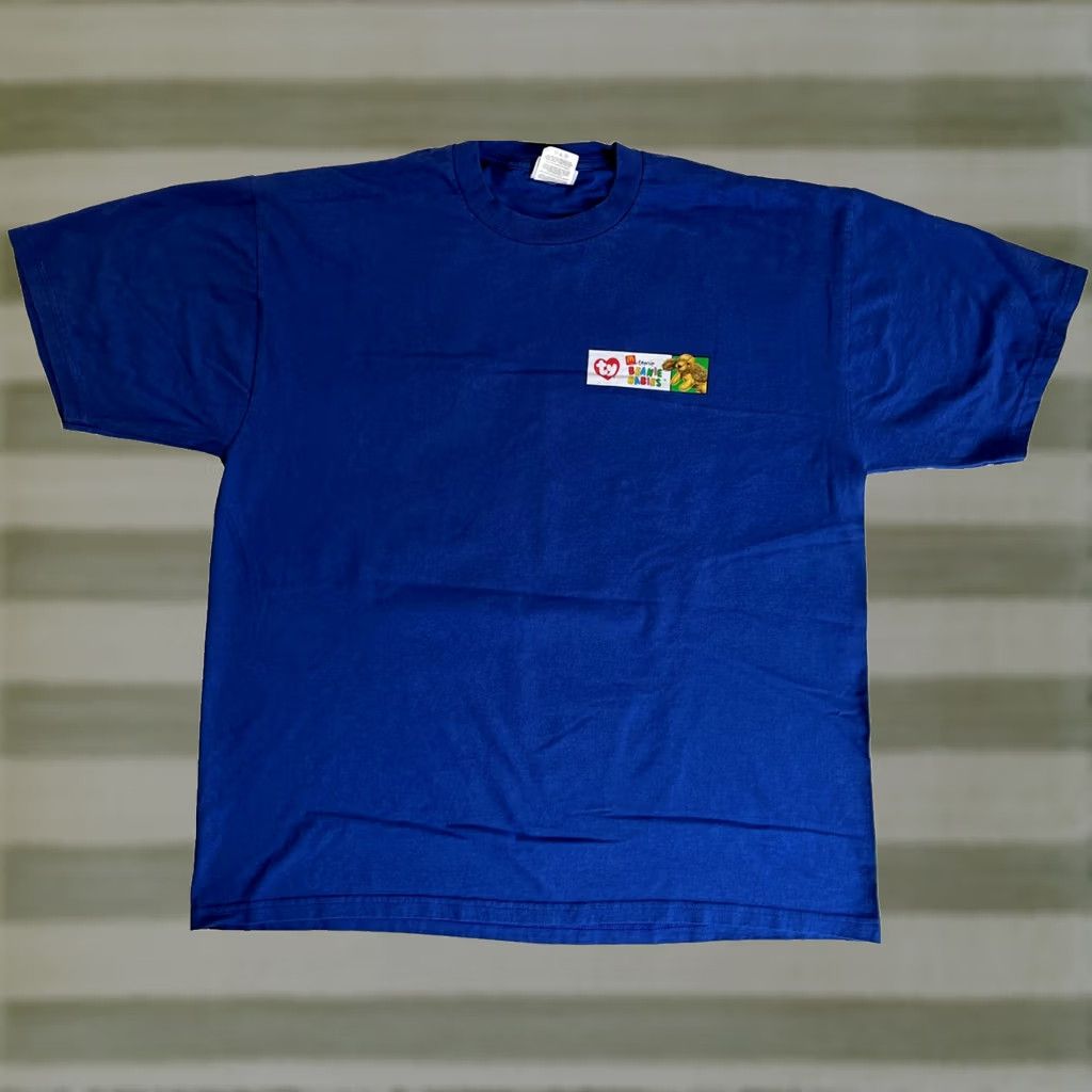 Jerzees VINTAGE McDonald's Teenie Beanie Babies T-shirt Shirt Unisex Adults XL Blue 90s Double-Sided Jerzees Heavyweight Cotton 1999 Mens Womens Size US XL / EU 56 / 4 - 1 Thumbnail