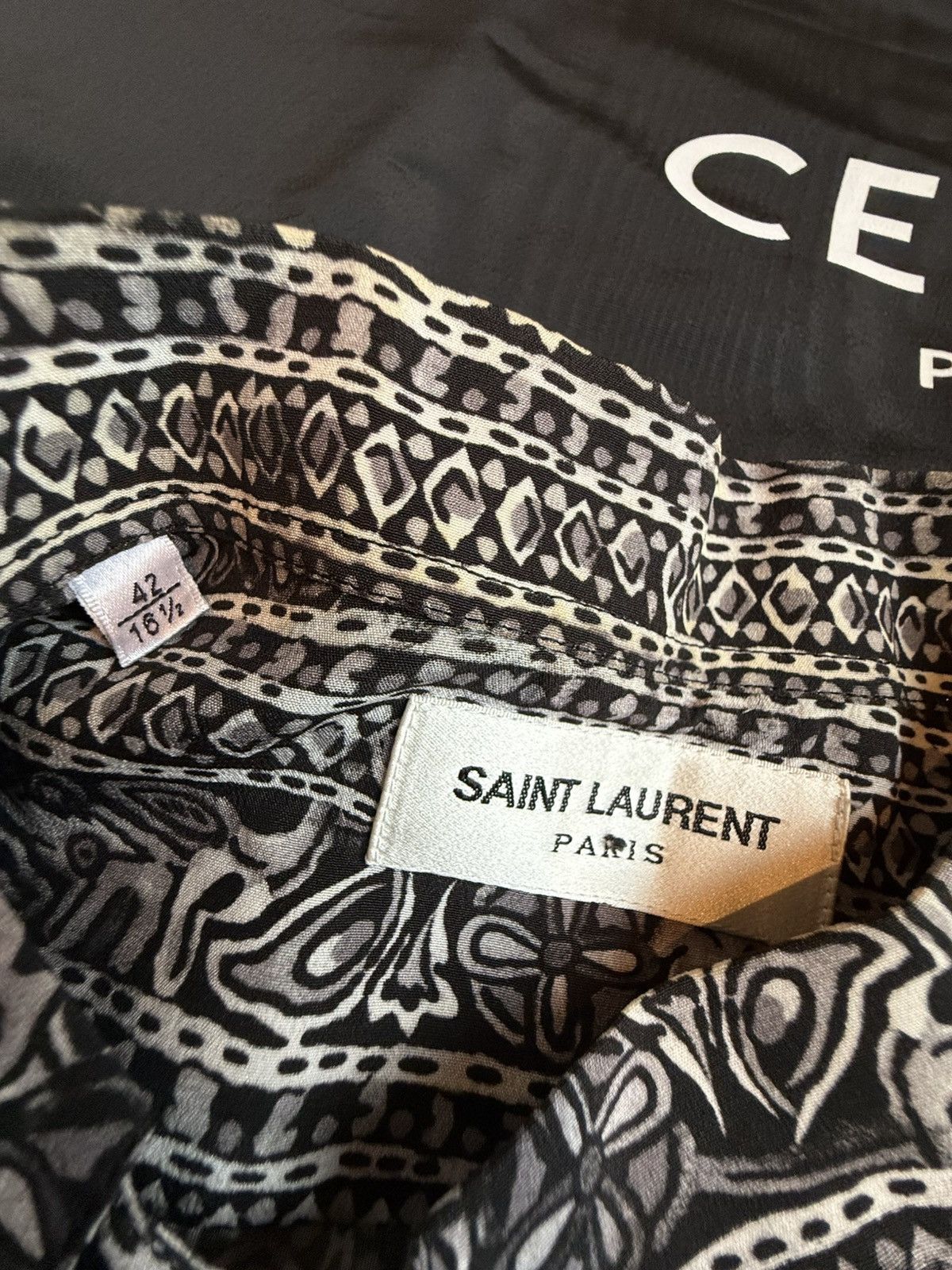 Saint Laurent Paris SS18 Saint Laurent silk henley clover shirt floral paisley Size US L / EU 52-54 / 3 - 18 Thumbnail