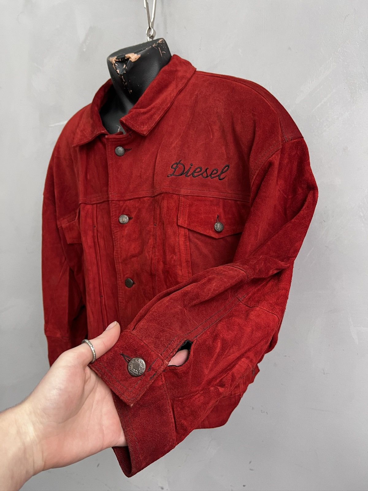 Suede leather hype trucker jacket Diesel archive 2000s