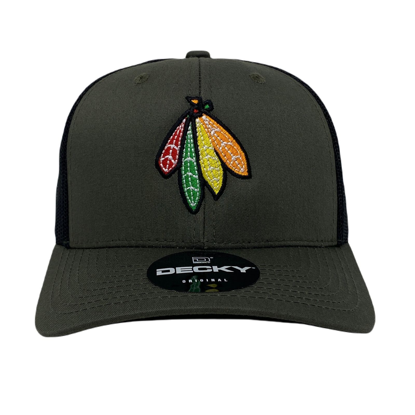 Other Indian Feather Bundle Trucker Hat in Olive and Black Size ONE SIZE - 3 Thumbnail