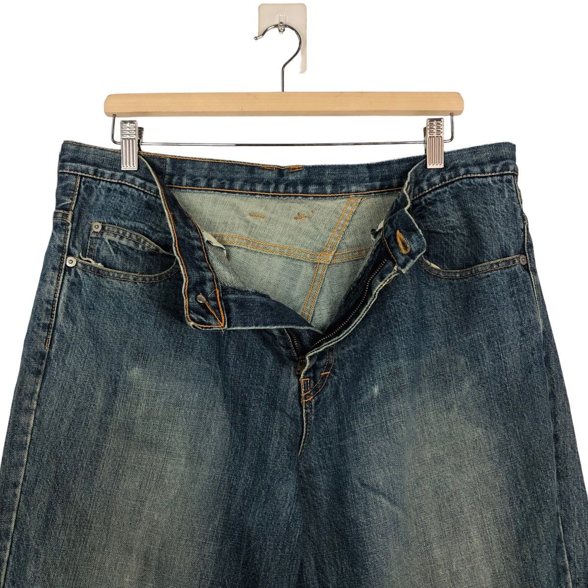 Japanese Brand 🔥Addnine Genuine Garment Denim Jeans Cross Big Logo Pocket Size US 35 - 13 Thumbnail