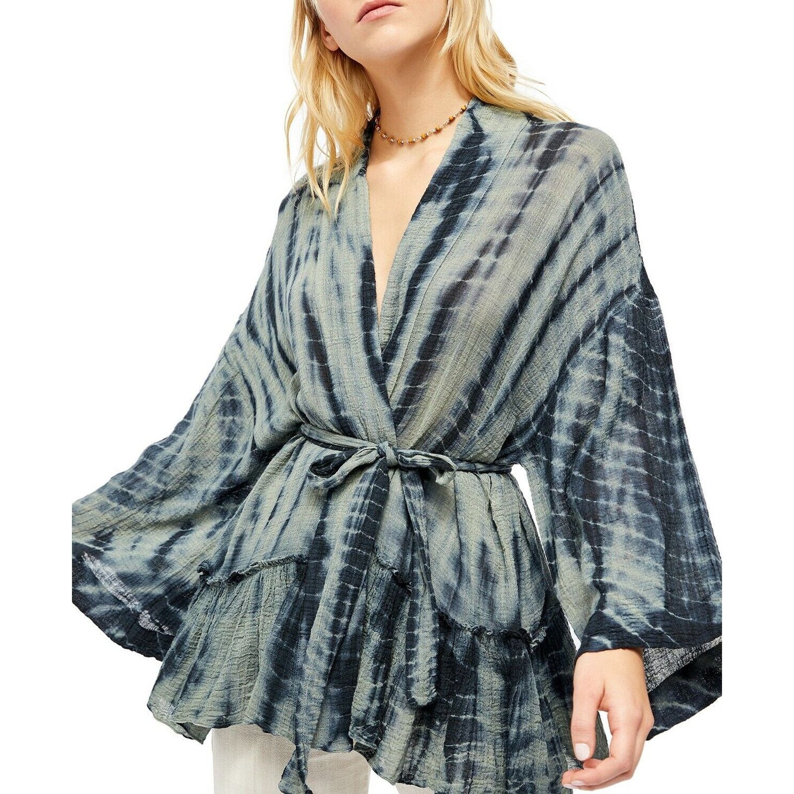 Free People Free People Womens Sasha Tie Dye Kimono XS/S Boho Cover Up Size S / US 4 / IT 40 - 1 Thumbnail