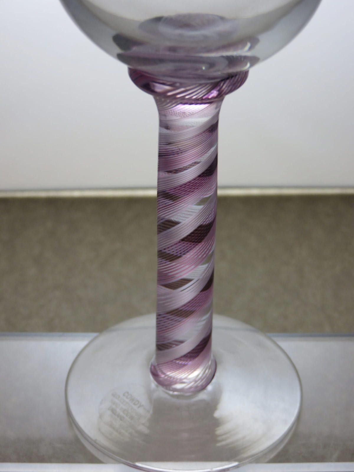The Unbranded Brand Crystal Clear Bowl Purple Stem Wine Hock Glass 7 1/4" Size ONE SIZE - 4 Thumbnail