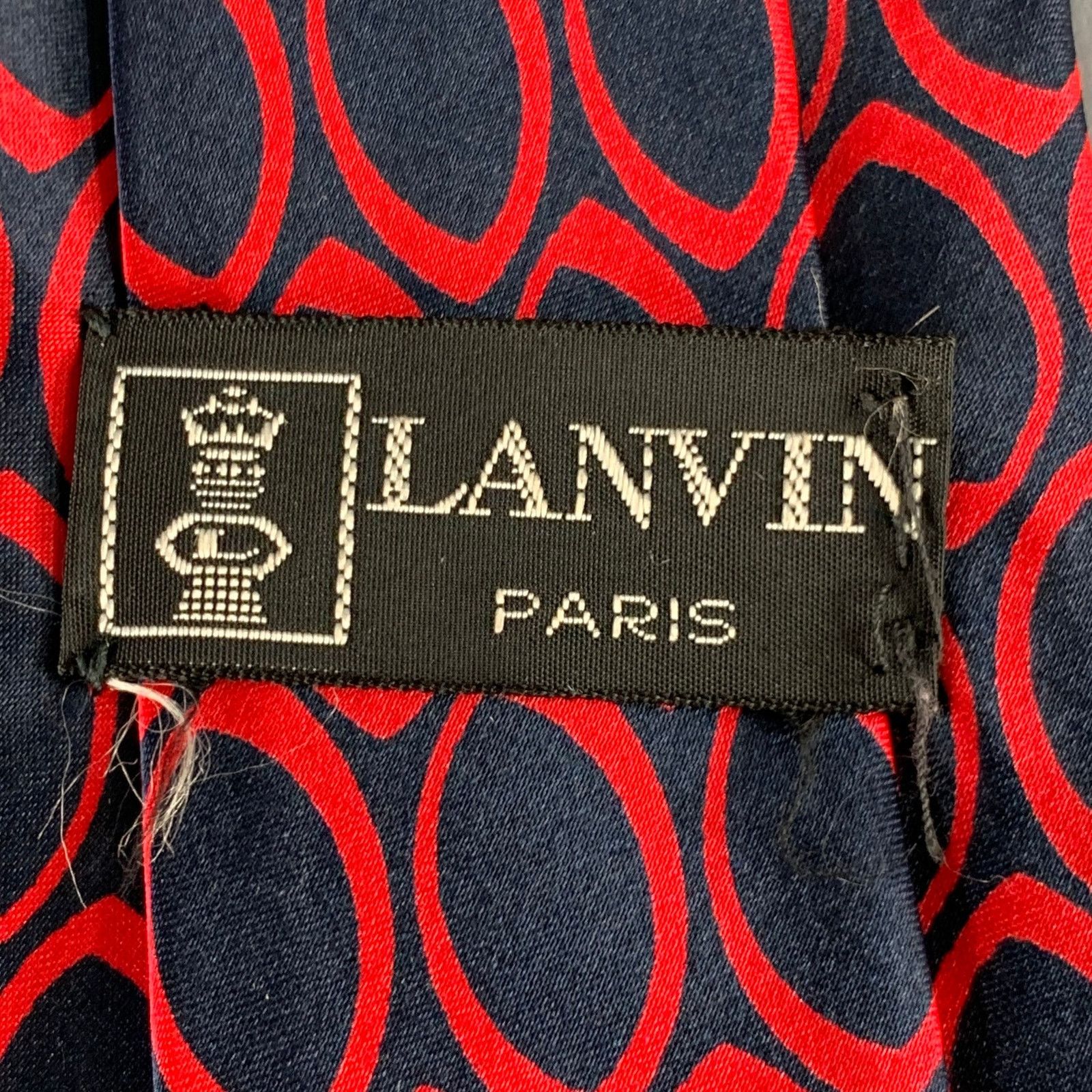 Lanvin LANVIN Navy Red Circles Satin Tie Size ONE SIZE - 3 Thumbnail