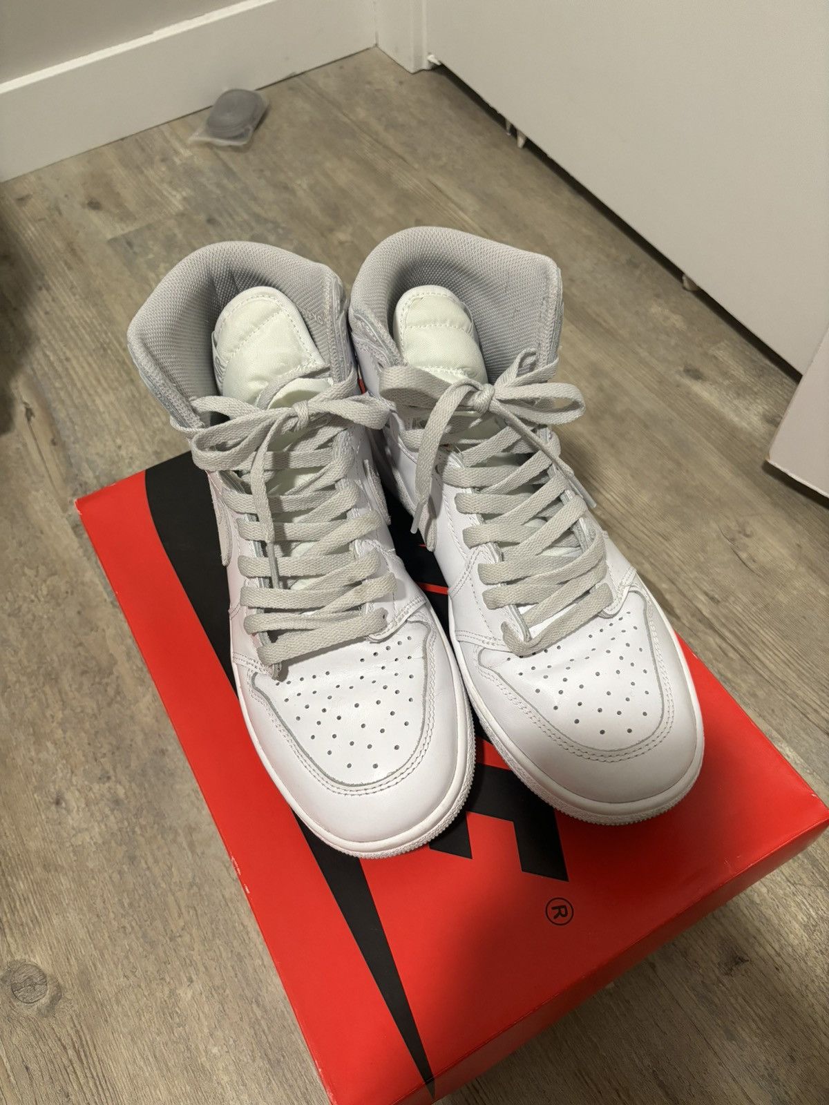 image of Jordan Brand 1 Neutral Grey High Shoes in White, Men's (Size 8)
