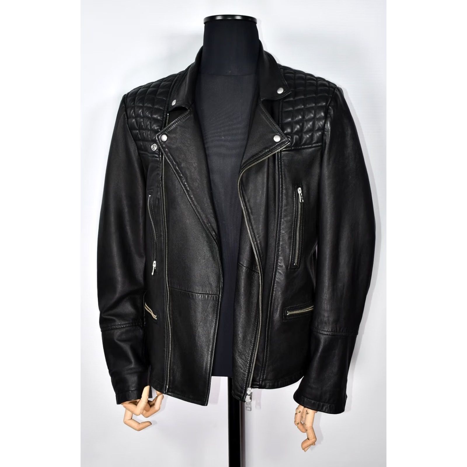 Allsaints All Saints Catch Biker Jacket Leather Quilted Zip Black L Men Reggular Size Shirt? Size US L / EU 52-54 / 3 - 4 Thumbnail