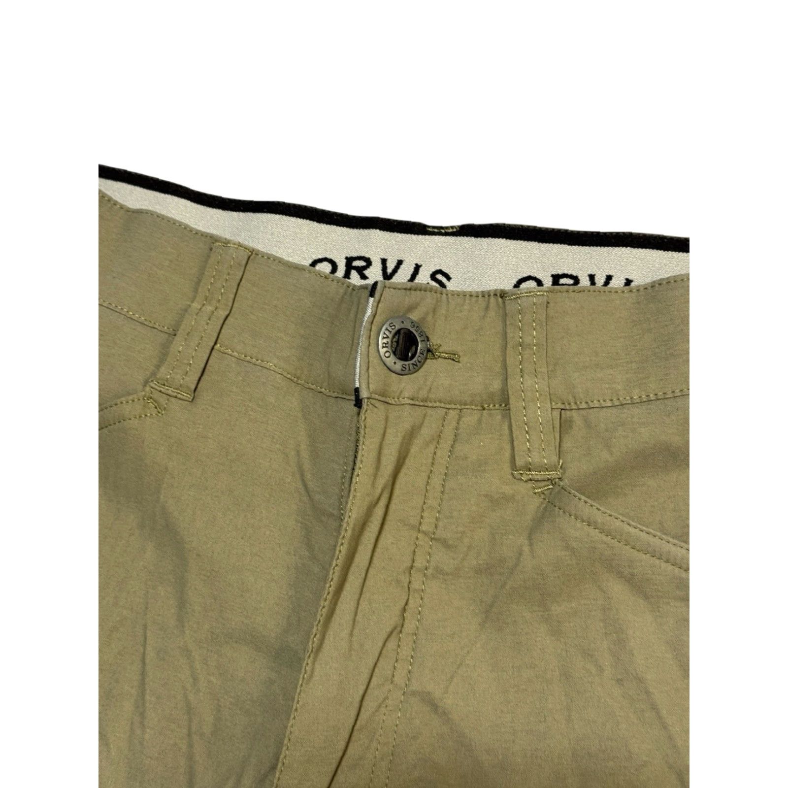 Orvis Orvis Mens Pants 32x32 Chino Water Repellent Stretch 5-Pocket Media Pocket Khaki Beige Regular Straight Front Men Size US 32 / EU 48 - 3 Thumbnail