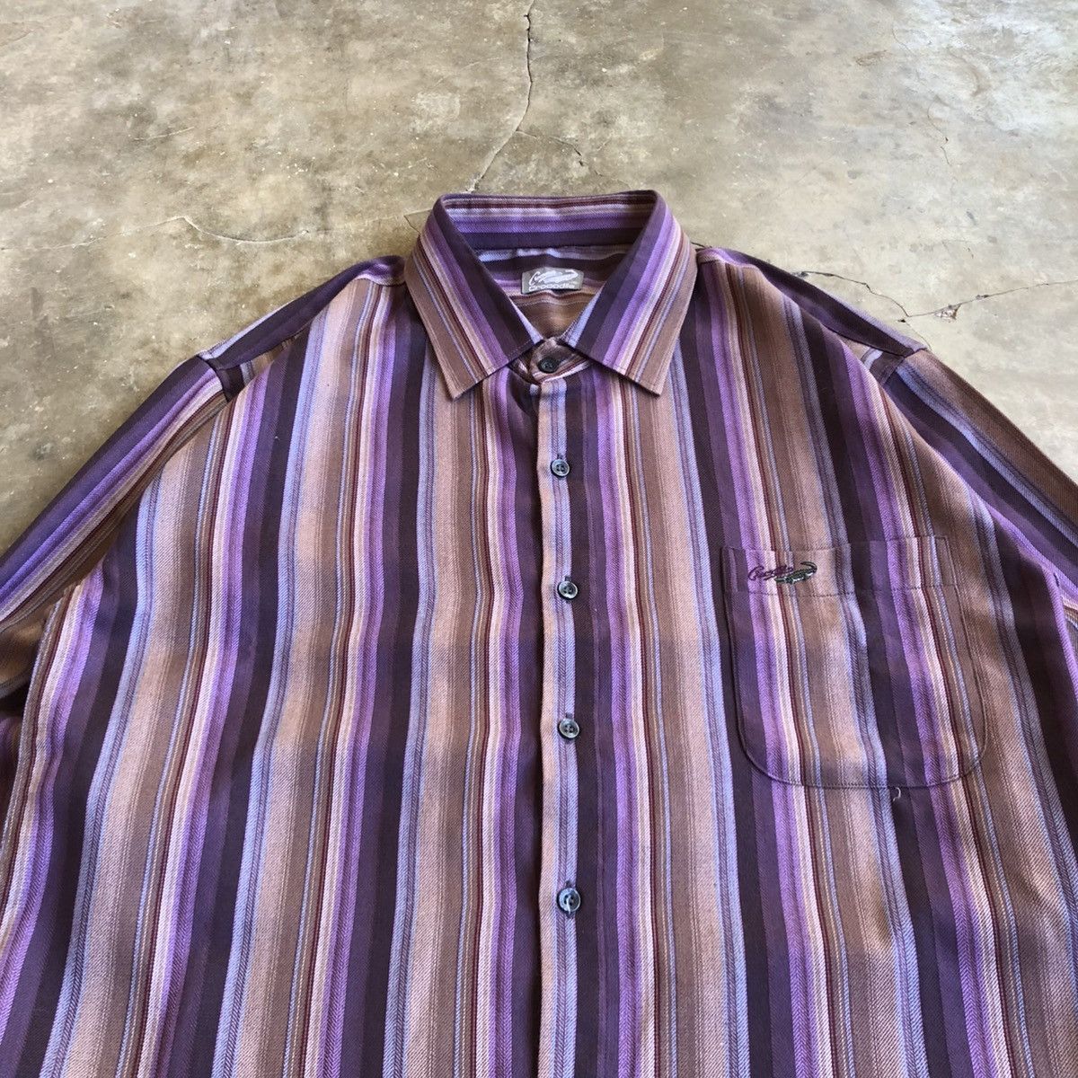 Japanese Brand 1990s Crocodile Stripe Button Up Shirt Vintage Style Size US L / EU 52-54 / 3 - 2 Thumbnail