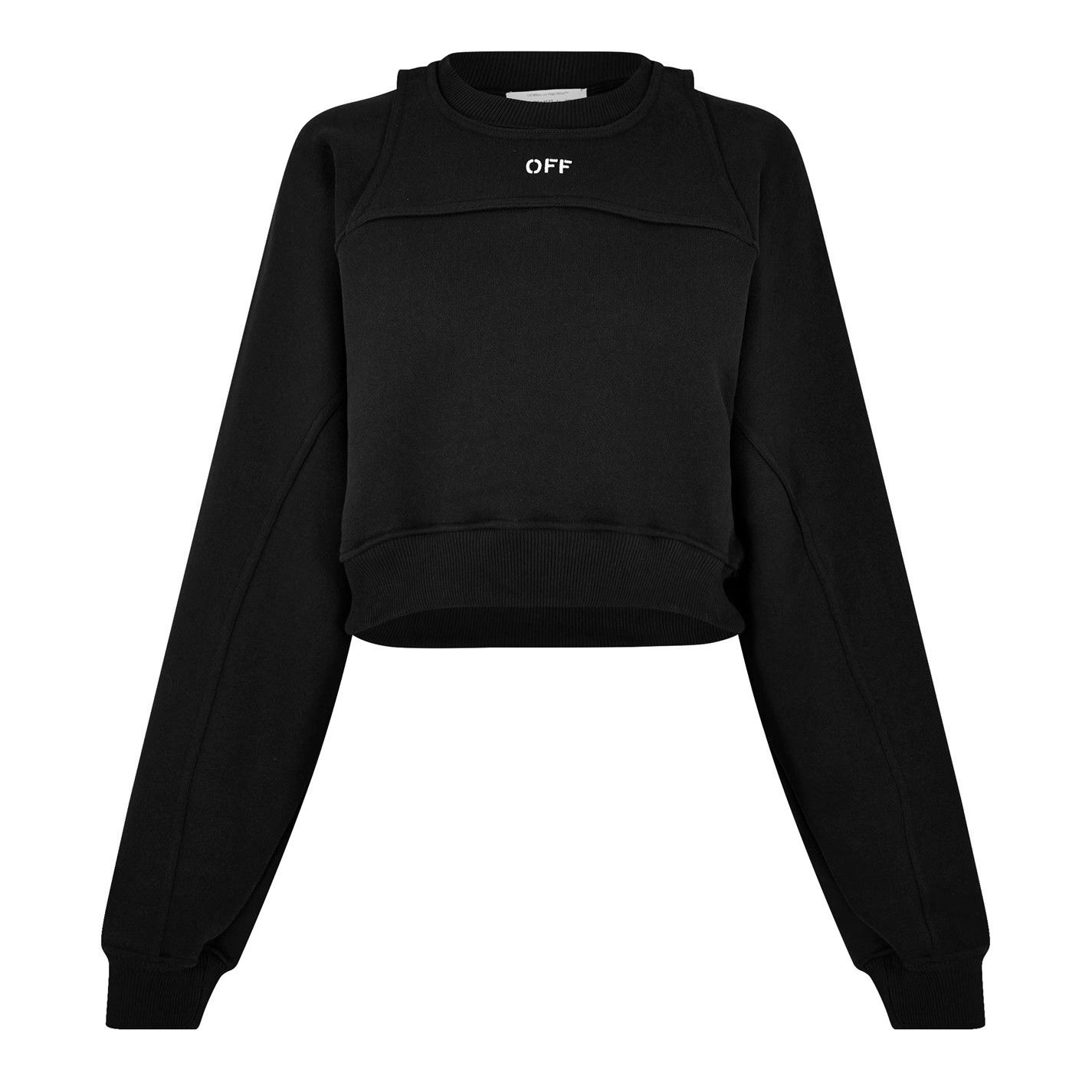 Off-White o1g2r1mq1224 Stamp Cropped Crew Sweater in Black Size XS / US 0-2 / IT 36-38 - 1 Thumbnail
