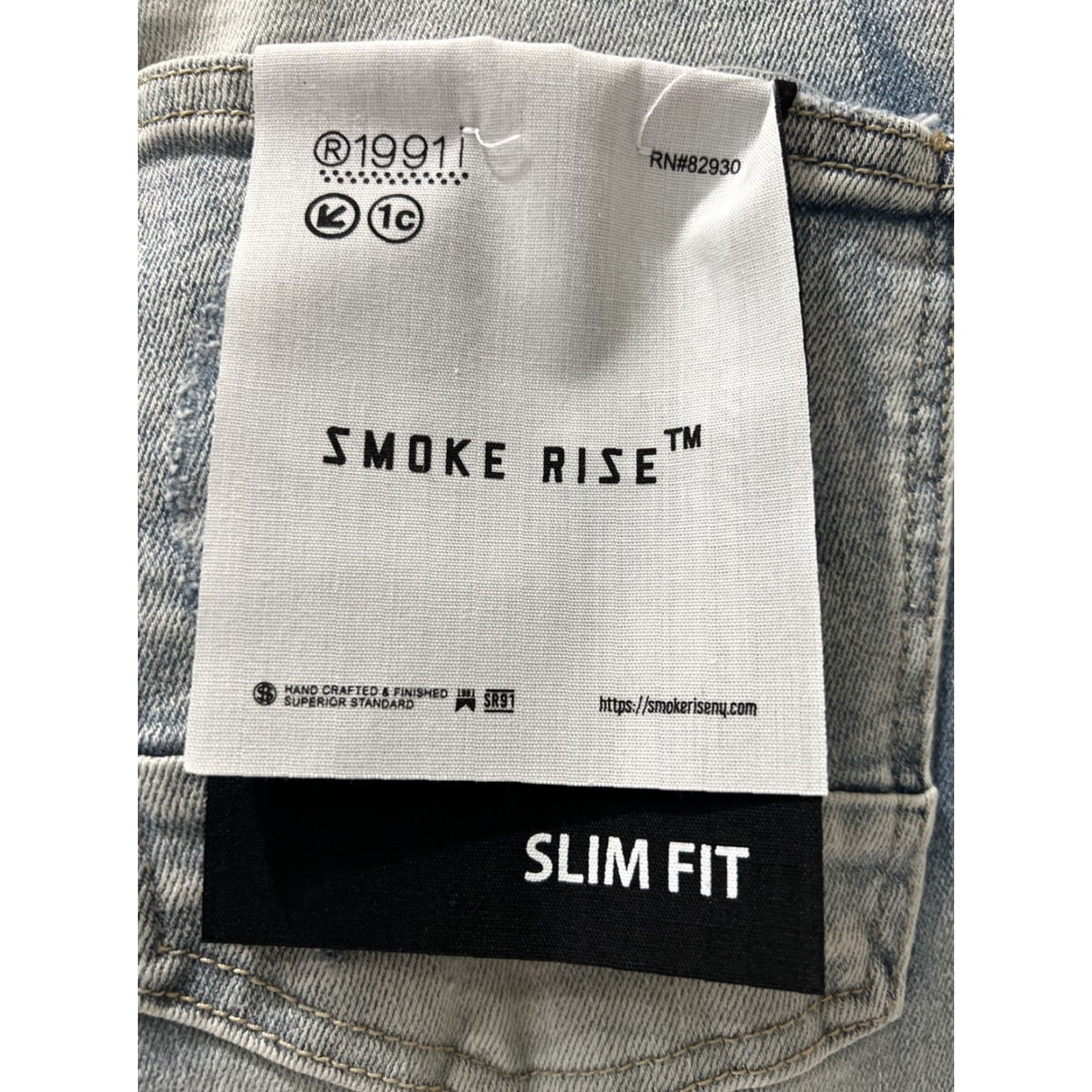 Both Smoke Rise Men Jeans Skinny Leggings Zip Front Distressed 5-Pocket Denim Blue 34x34 Slim Stretch Mid Rise Belt Loops Cotton Blend Regular Size Size US 34 / EU 50 - 4 Thumbnail
