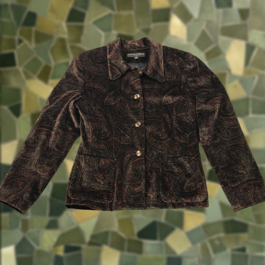 Kasper Kasper & Company Womens Paisley Jacket Size 10 Brown Button Up Lined Pockets Casual Size L / US 10 / IT 46 - 1 Thumbnail