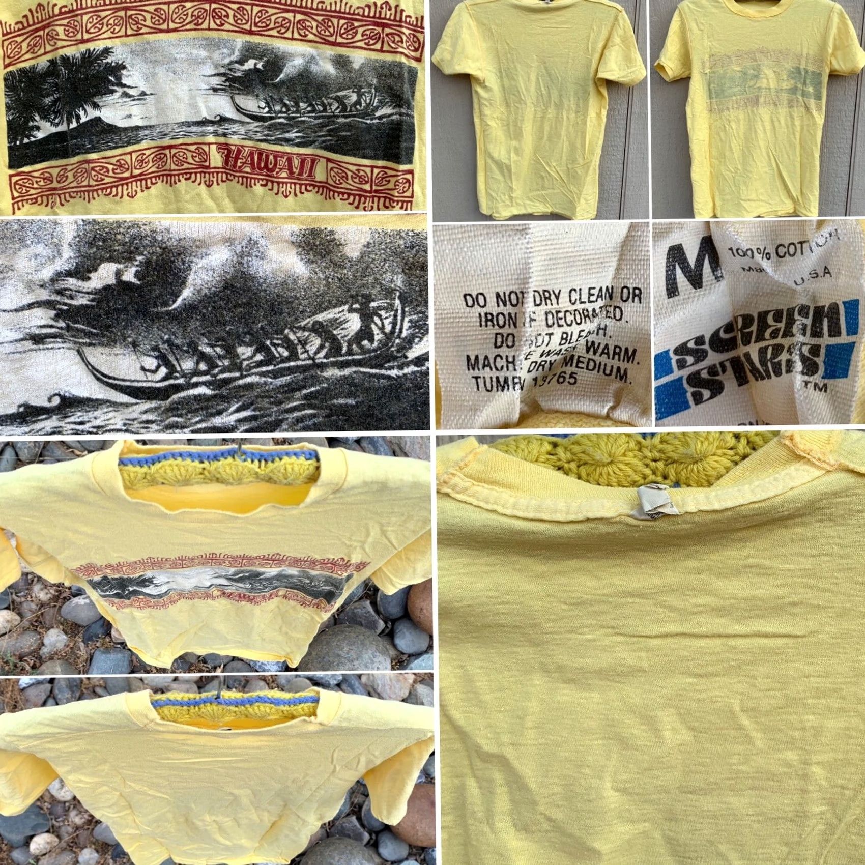 Vintage VINTAGE Hawaii T Shirt Screen Stars 80s 1980s single stitch graphic Tee M Yellow 100% Cotton USA Mens Size US M / EU 48-50 / 2 - 4 Thumbnail