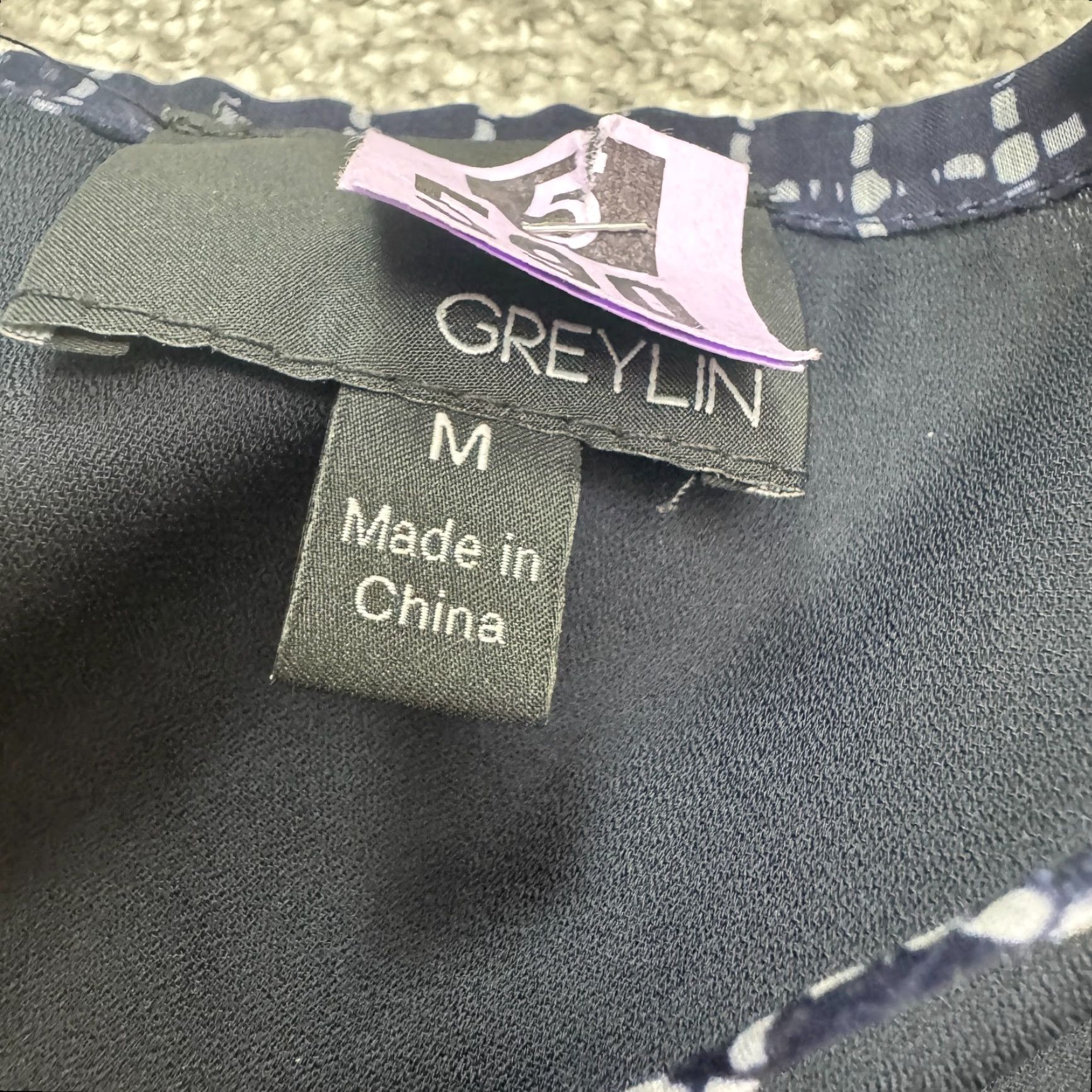 Vintage GREYLIN Dress Womens Medium Navy Blue V-Neck A-Line Mini Fit & Flare Grid Print Sleeveless Size M / US 6-8 / IT 42-44 - 4 Thumbnail