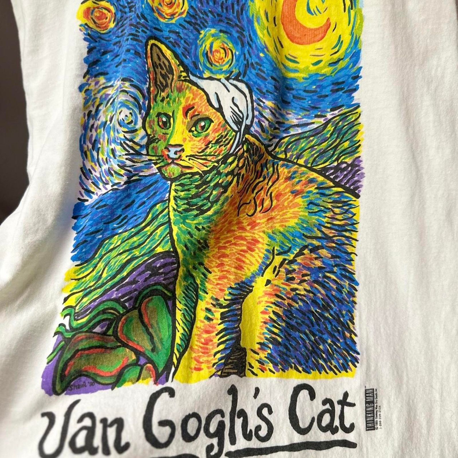 Fruit Of The Loom Vintage 1989 van goghs cat Size US L / EU 52-54 / 3 - 4 Thumbnail