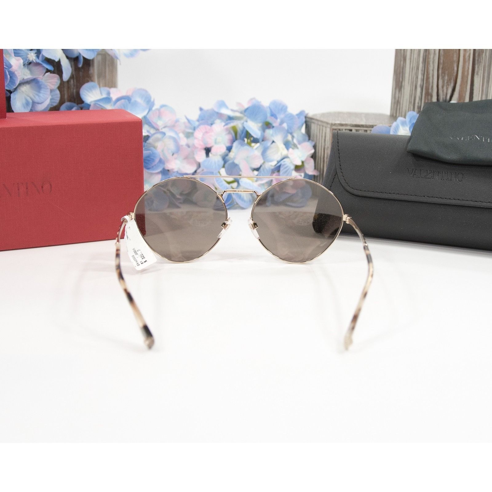 Valentino Valentino VA2036 Gold Tortoise Logo Aviator Metal Sunglasses Size ONE SIZE - 6 Thumbnail