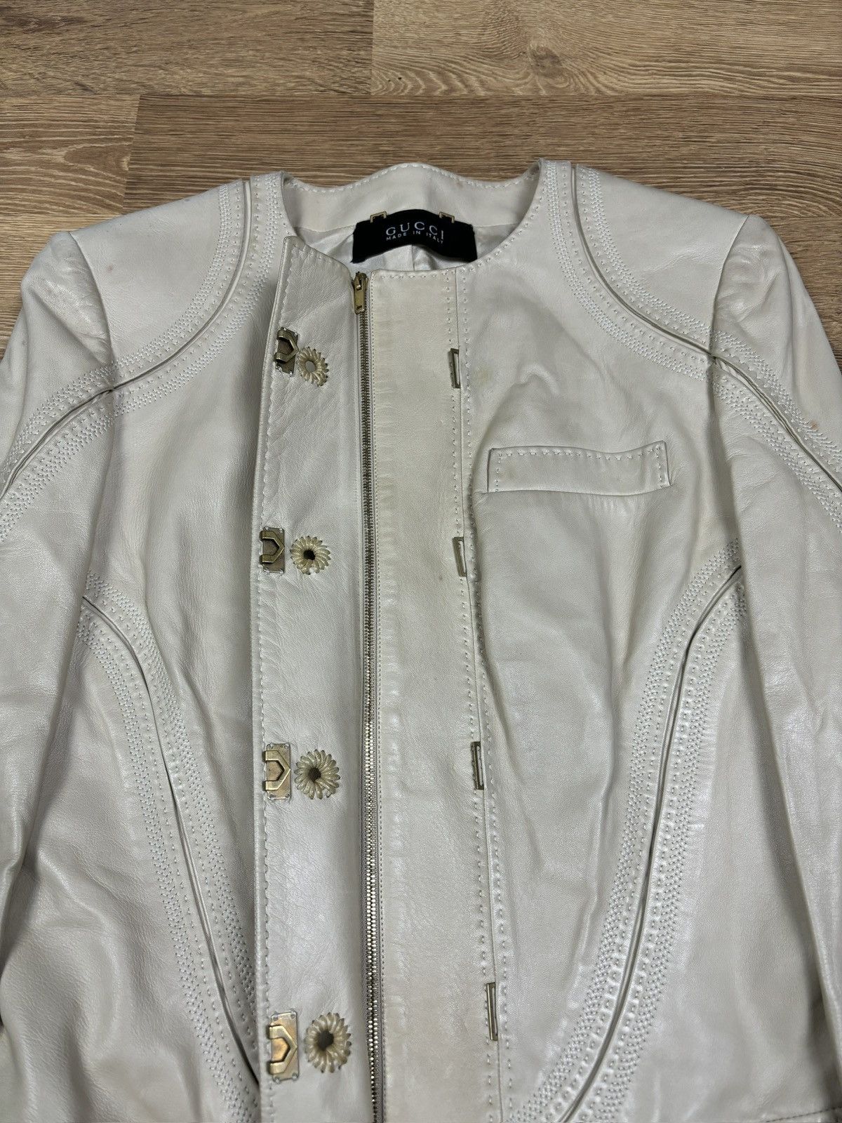 Gucci Gucci Frida Giannini Era Cream Leather Jacket Size S / US 4 / IT 40 - 4 Thumbnail