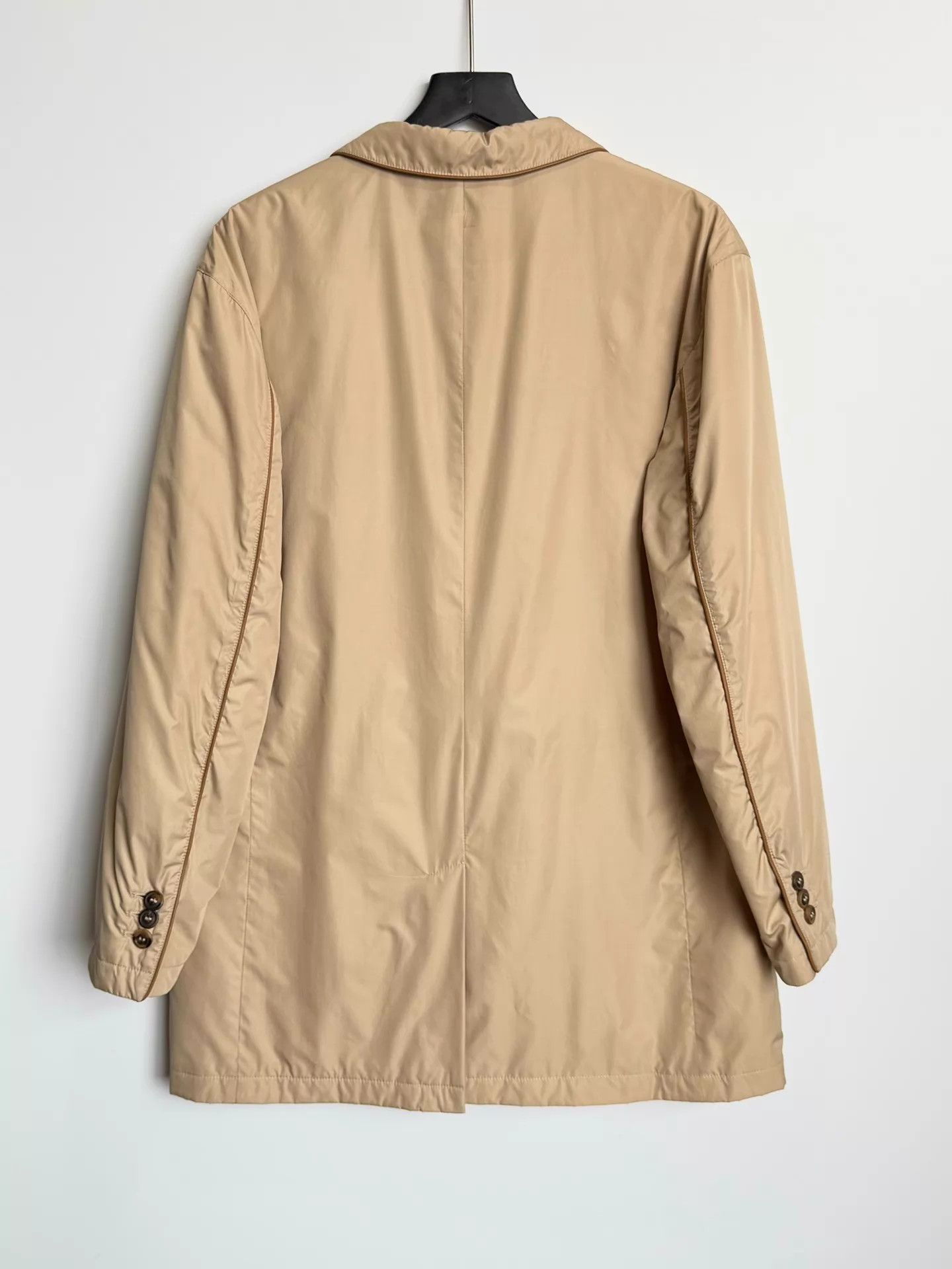 Salvatore Ferragamo Ferragamo Beige Leather-Paneled Padded Suit Jacket 54 Size US L / EU 52-54 / 3 - 3 Thumbnail