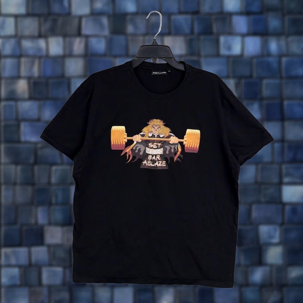 Vintage Crunchyswole Shirt Mens XL Black Kyojuro Rengoku Demon Slayer Anime Gym Tee Size US XL / EU 56 / 4 - 1 Thumbnail