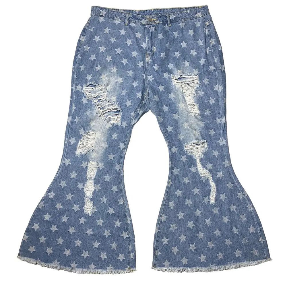 Shein 2000's Shein Super Flare Starlium Distressed Jeans Size US 40 / EU 56 - 1 Thumbnail