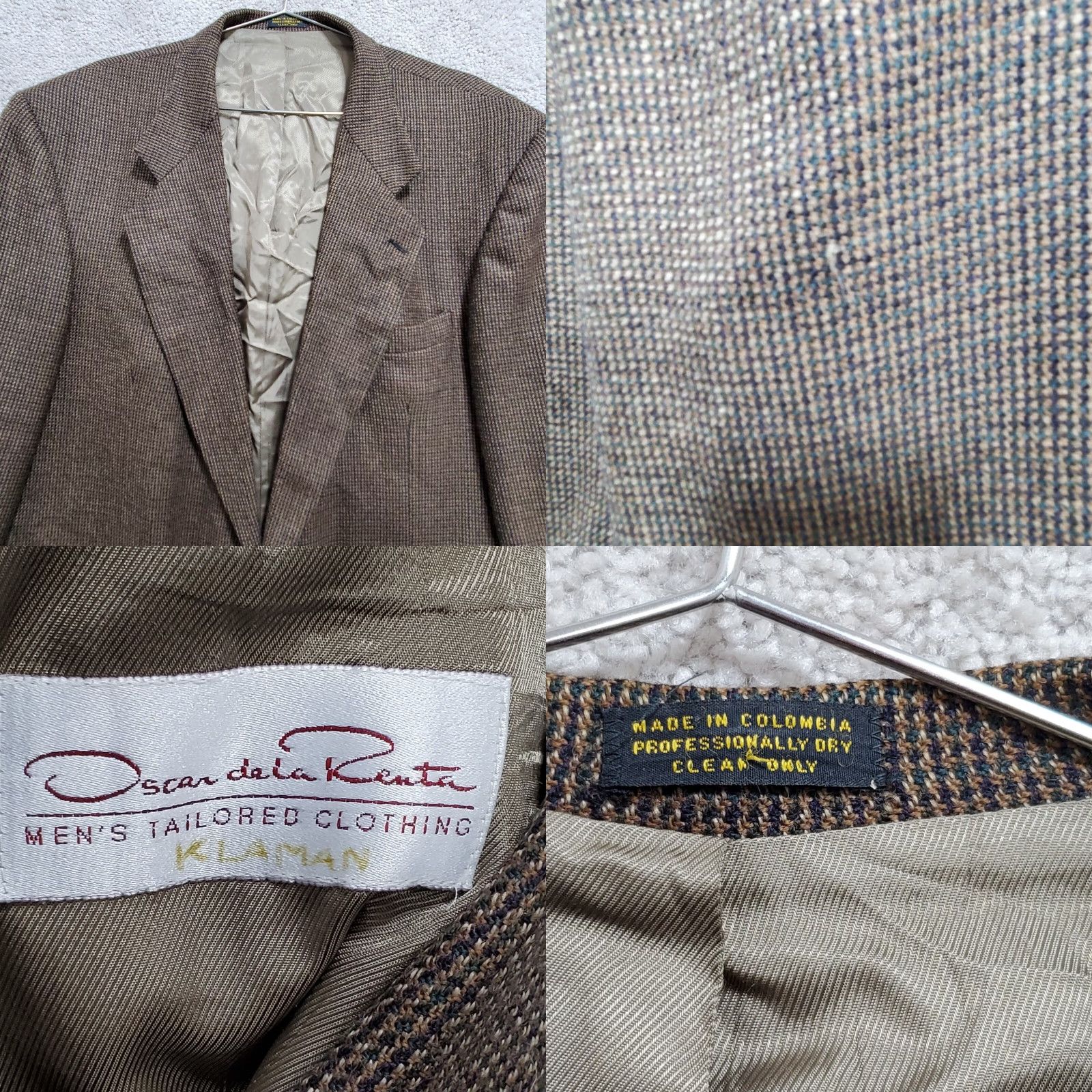 Oscar De La Renta Oscar de la Renta Blazer Men 46 L Brown Single Breasted Houndstooth Dad Grandpa Wool Tweed Notch Lapel Vintage No Size 46R - 8 Thumbnail