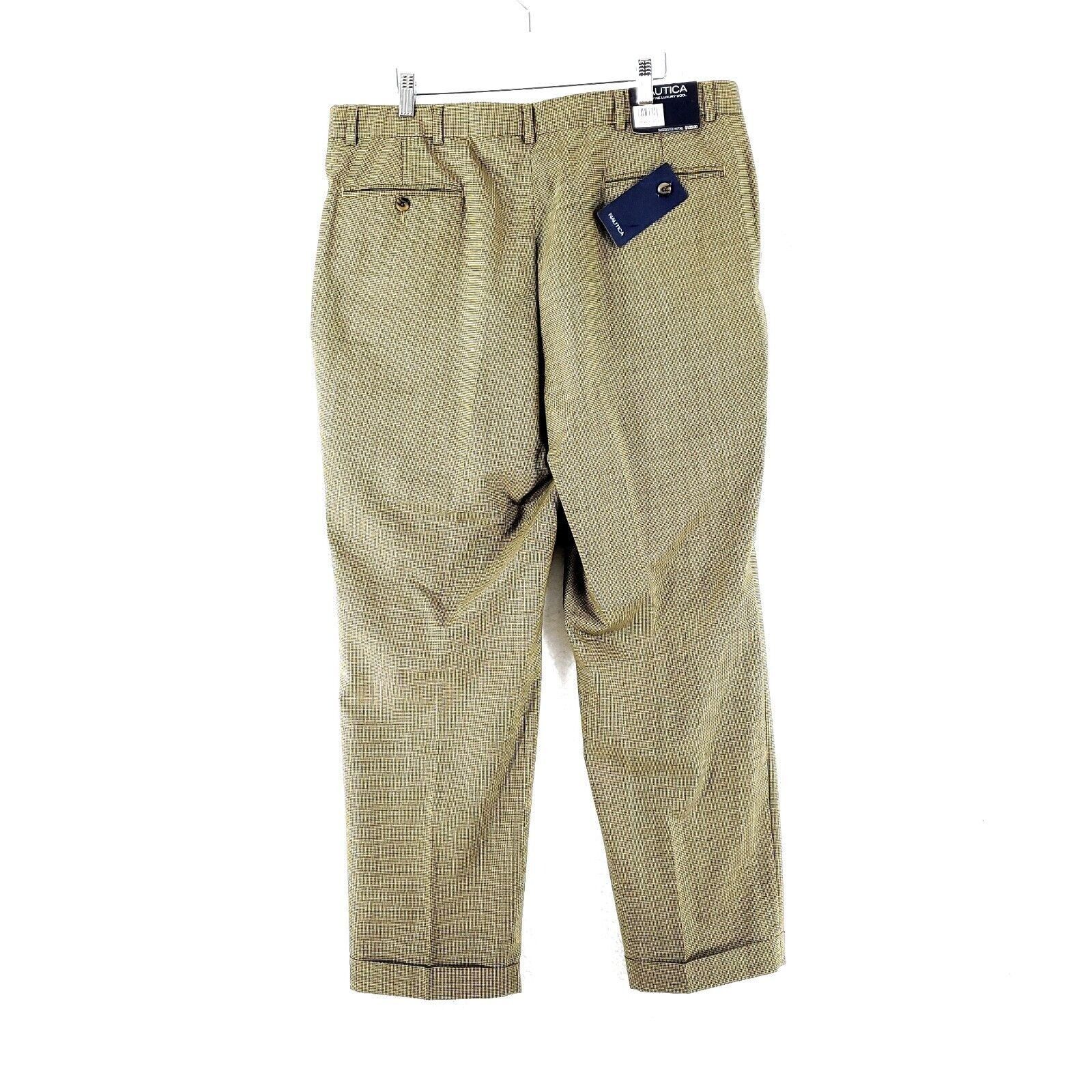 Nautica NEW Nautica Brantley Lined Dress Pants Brown Tan Check Blue Size 38R - 2 Thumbnail
