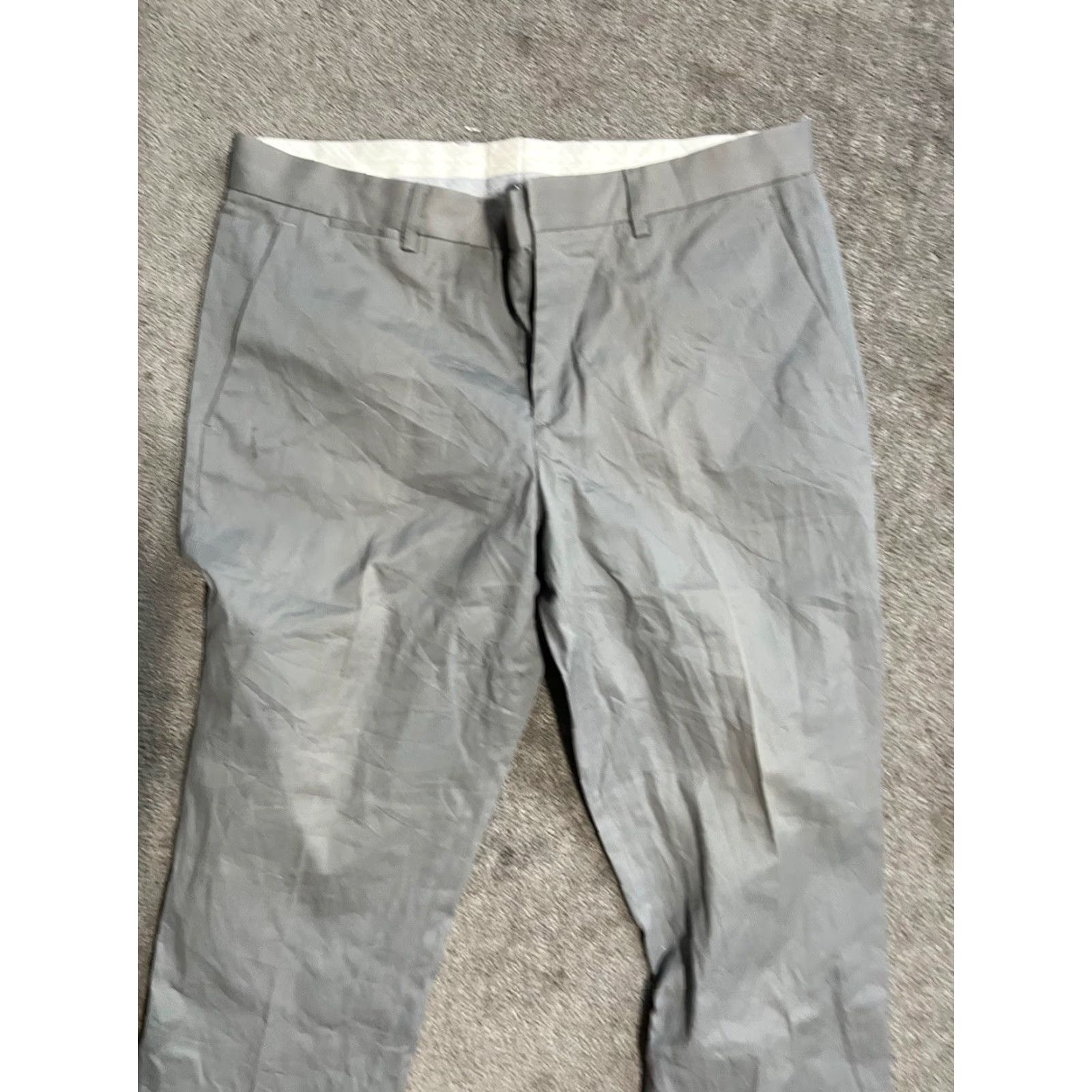 Express Express Photographer Dress Pants Mens 32x34 Gray Straight Leg Zip Front Flat Front Cotton Canvas Pants Size US 32 / EU 48 - 2 Thumbnail