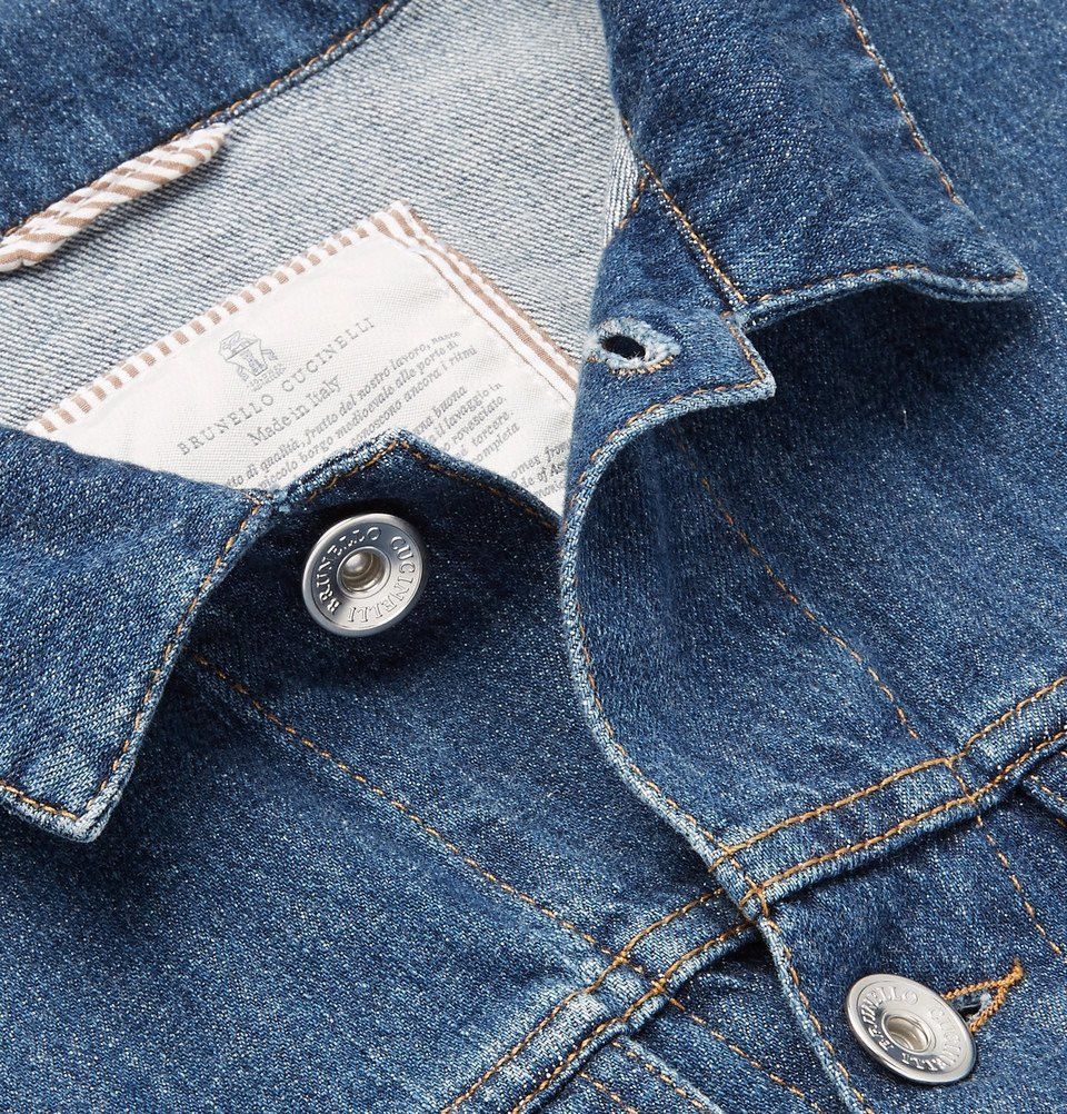 Brunello Cucinelli o1gr1nt0525 Denim Jacket in Medium Blue Size US M / EU 48-50 / 2 - 6 Thumbnail