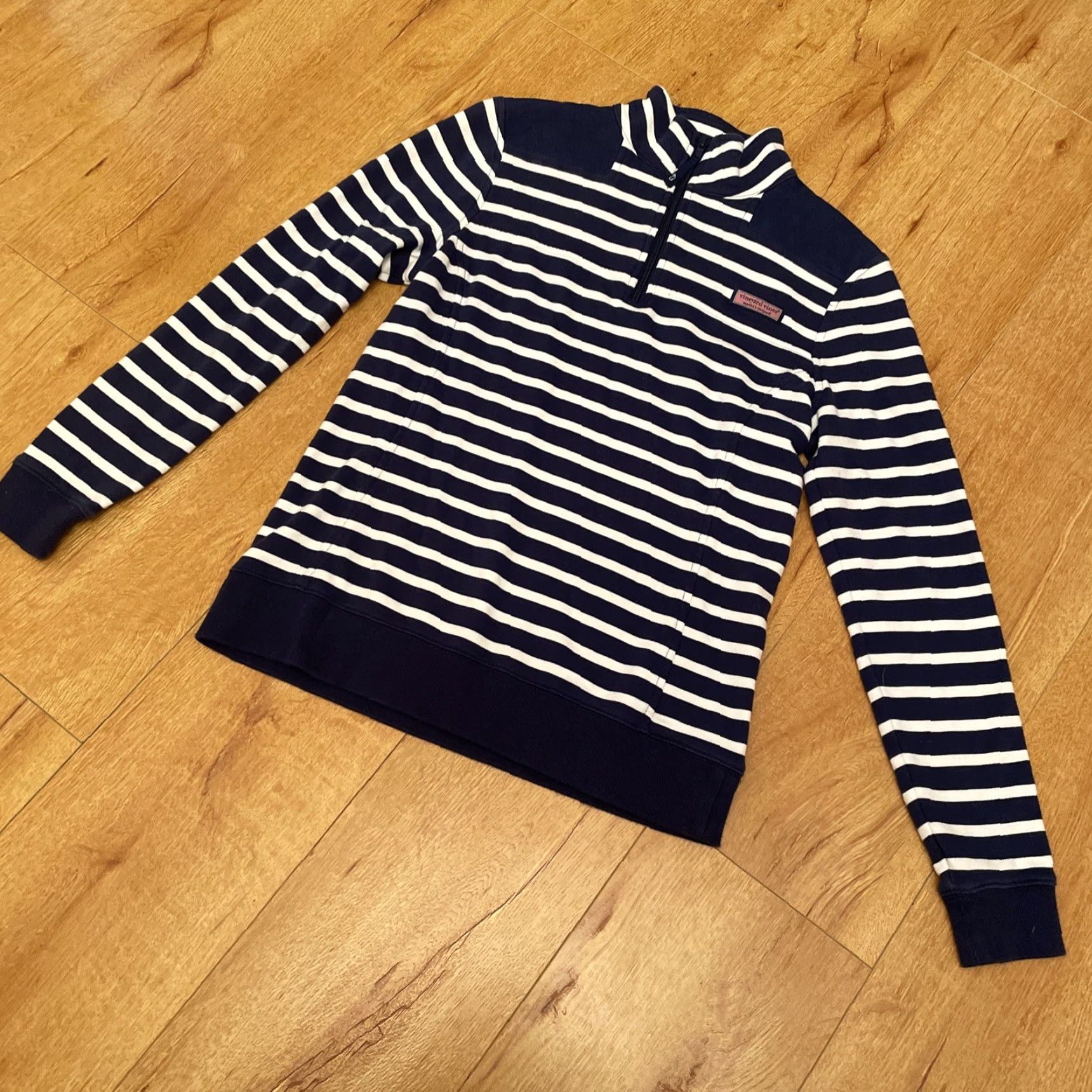 Vineyard Vines Vineyard Vines Shep Shirt XS Collared 1/4 Zip Sweatshirt Cotton Navy White Stripe Knit Long Sleeve Mock Neck Zip Logo USA Preppy Womens XS Size XS / US 0-2 / IT 36-38 - 2 Thumbnail