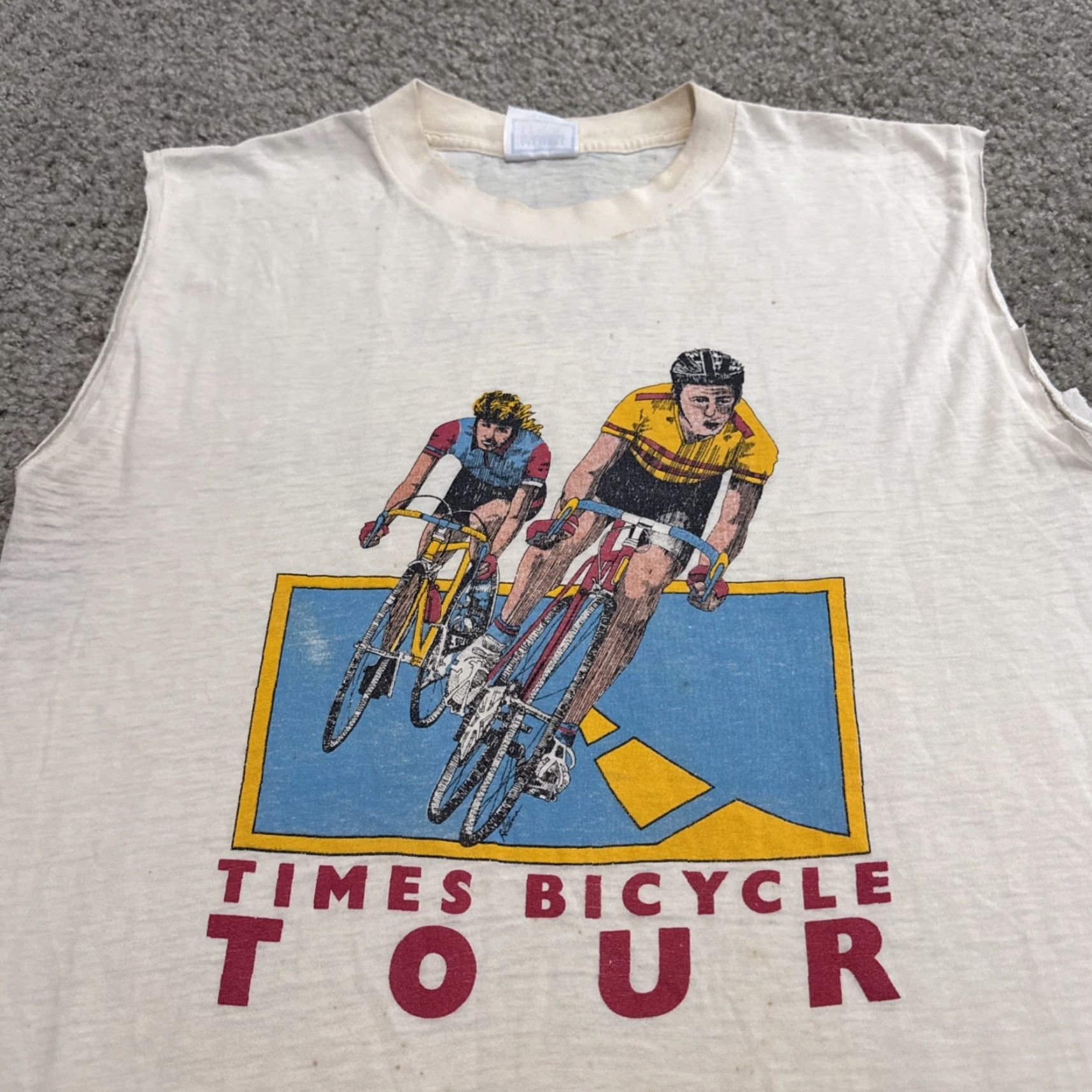 Vintage VINTAGE 1987 Tampa Bay Times Bicycle Tour Race Tank Top T-shirt Large 80s White Mens Tshirt Size US L / EU 52-54 / 3 - 3 Thumbnail