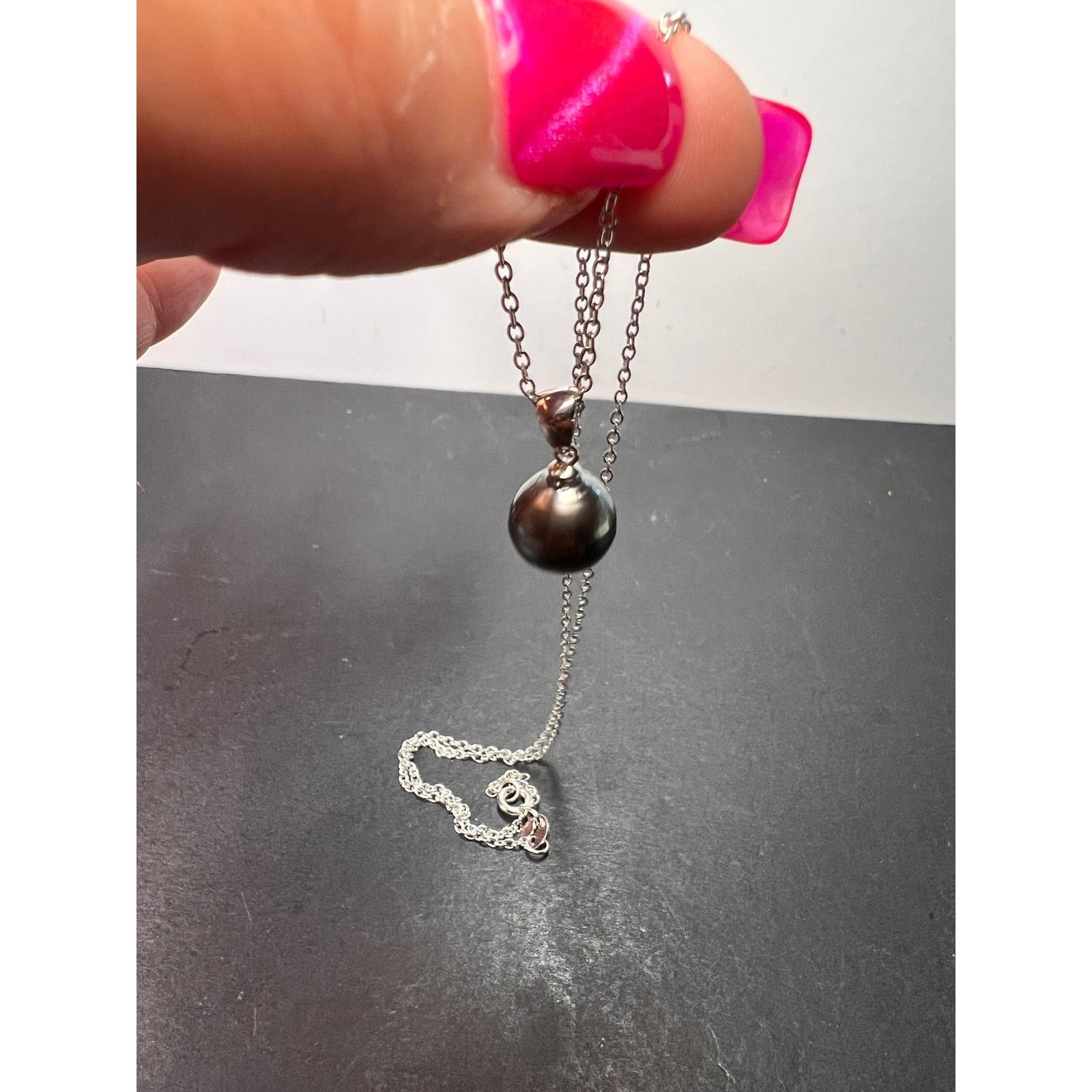 Other Tahitian Pearl Rhodium Over Sterling Silver Pendant Chain Size ONE SIZE - 11 Thumbnail