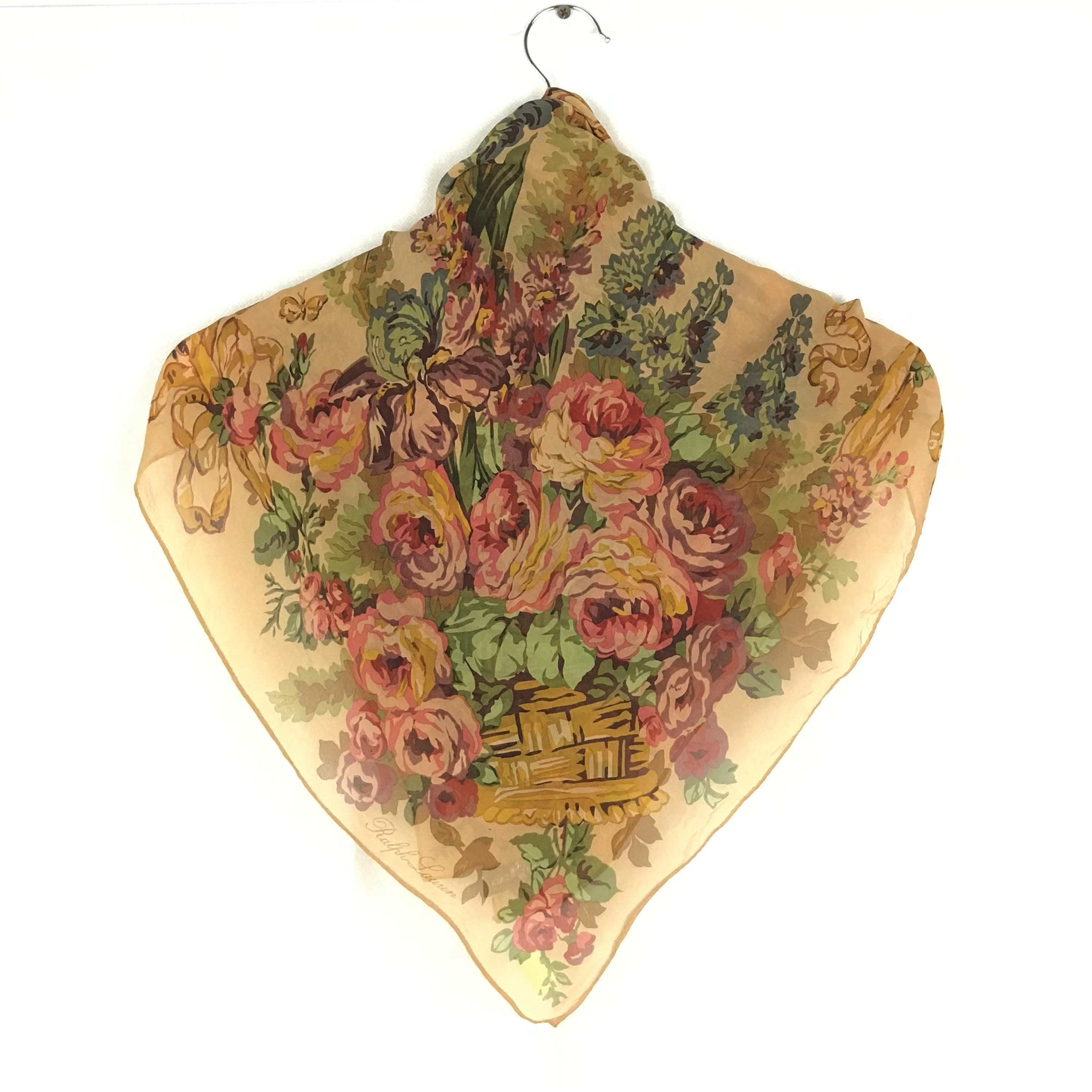 Ralph Lauren RL604 Vintage Ralph Lauren Silk Scarf Shawl Designer Scarf Size ONE SIZE - 3 Thumbnail