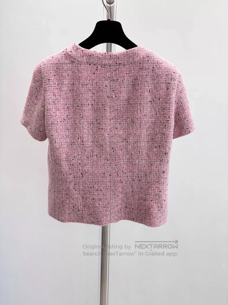 Chanel Chanel Pink tweed short-sleeved coat Size S / US 4 / IT 40 - 2 Thumbnail