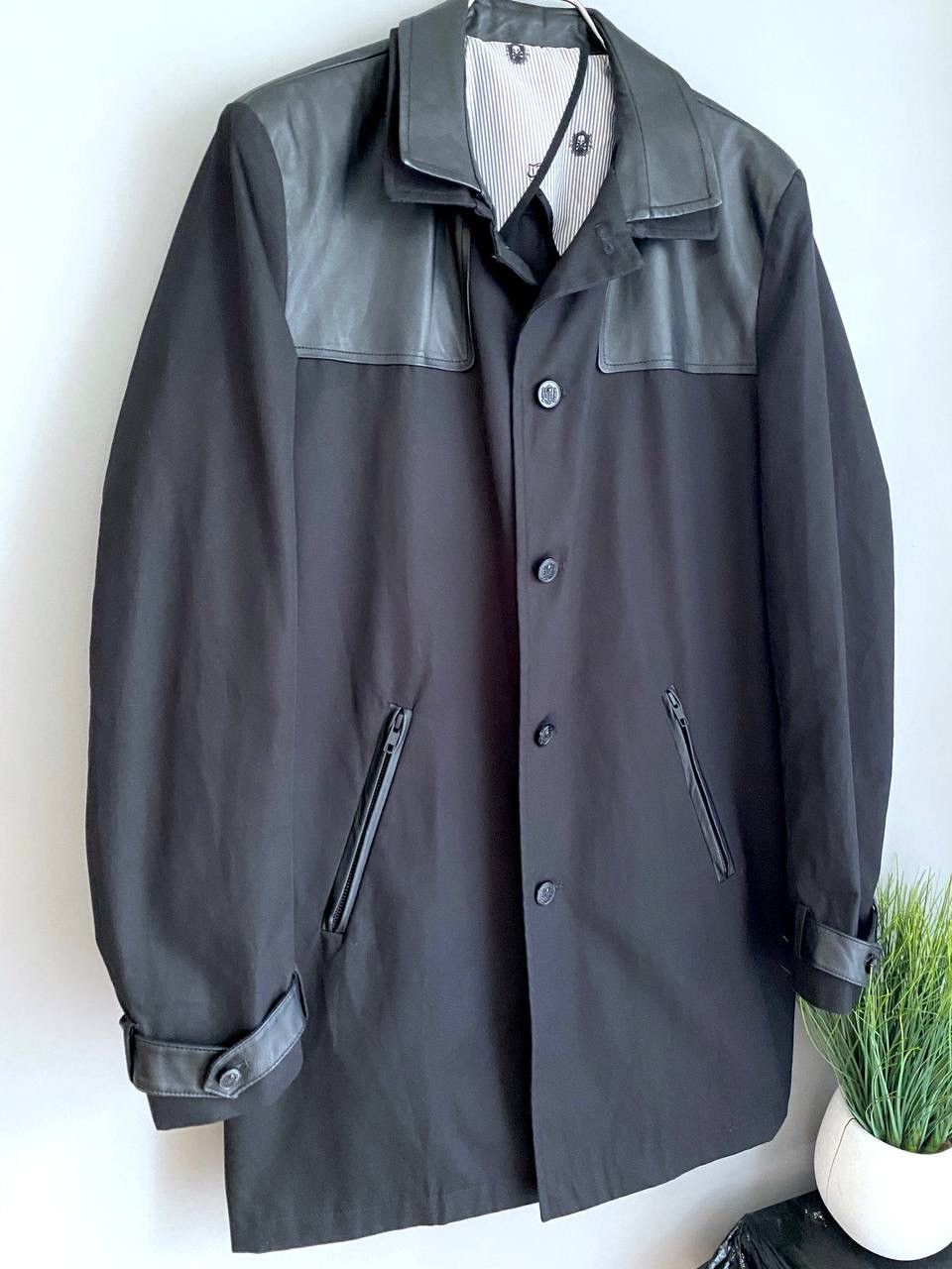 Designer × The Kooples The Kooples Men's Cotton Trench Coat With Leather Inserts, M Size US M / EU 48-50 / 2 - 2 Thumbnail