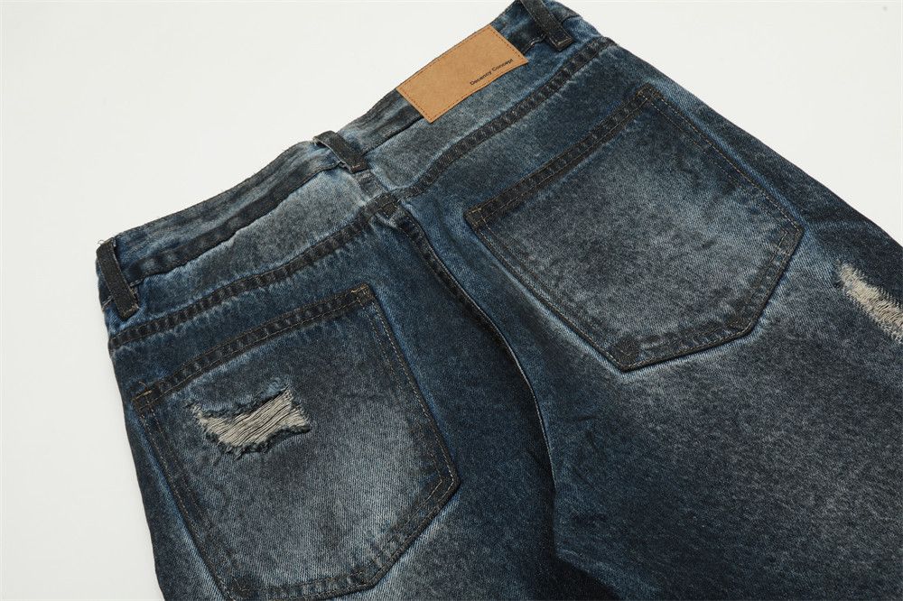 Vintage Retro men's washed distressed loose straight ripped jeans Size US 32 / EU 48 - 5 Thumbnail