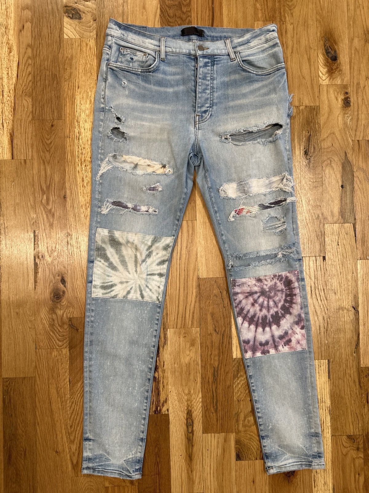 image of Amiri Tie Dye Patch Blue Denim Size 36, Men's