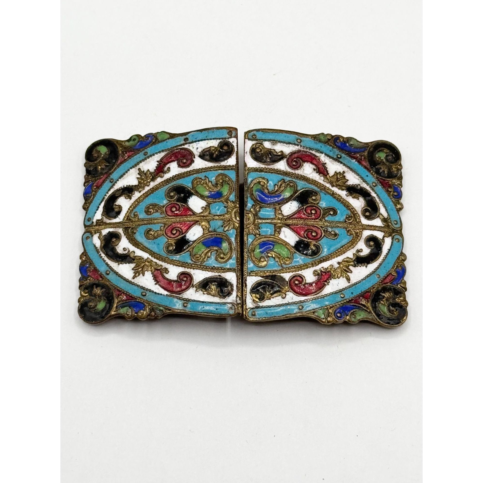 Vintage Antique Austro Hungarian Enamel Interlocking Two Piece Belt Size ONE SIZE - 1 Thumbnail