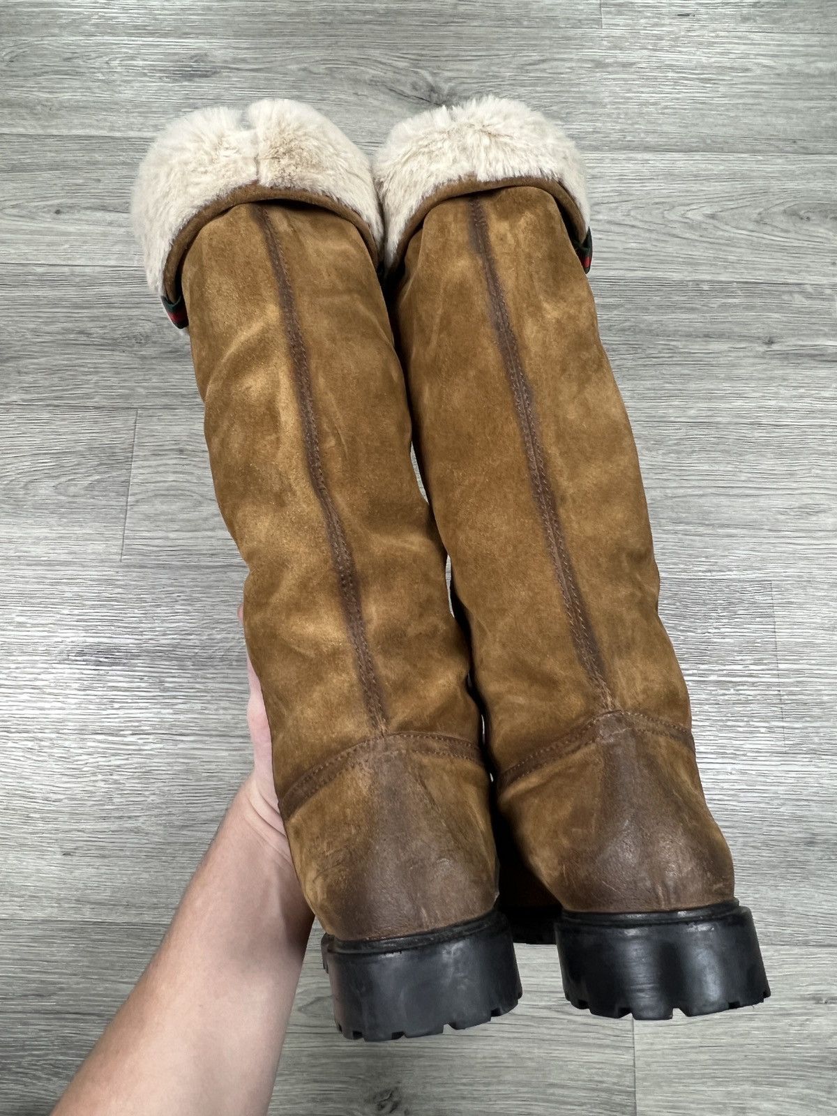 Gucci Gucci Saint Moritz Women Brown Suede Fur Lined Boot Size US 7.5 / IT 37.5 - 5 Thumbnail