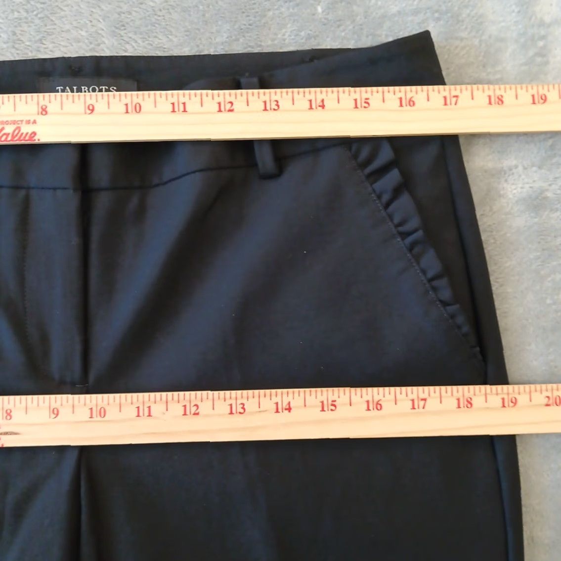 Talbots Talbots Petites Dress Pants Womens Size 10P Black 33x24 Mid Rise Ruffle Accent Pants Dress Pants Ladies Womens Size 32" / US 10 / IT 46 - 2 Thumbnail