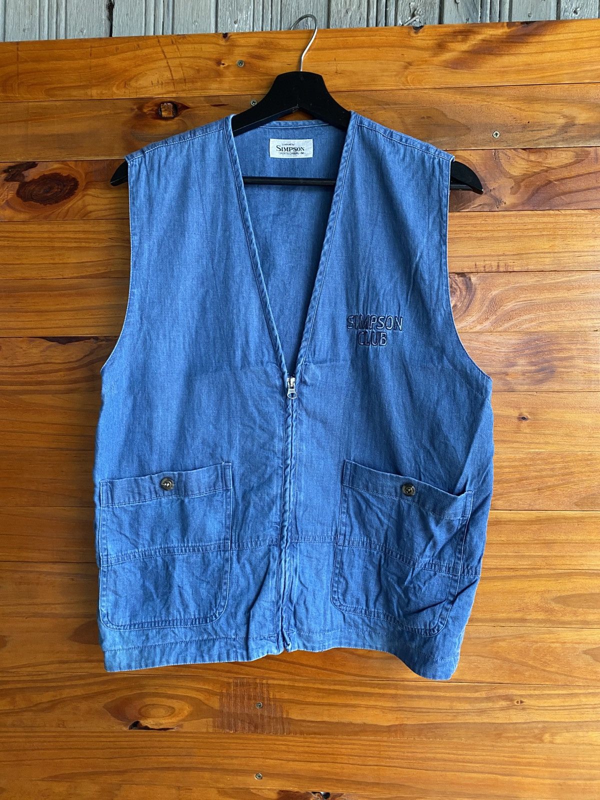 Vintage Vintage Simpson Club Denim Vest 90s Sports Casual Embroidere Size US M / EU 48-50 / 2 - 3 Thumbnail