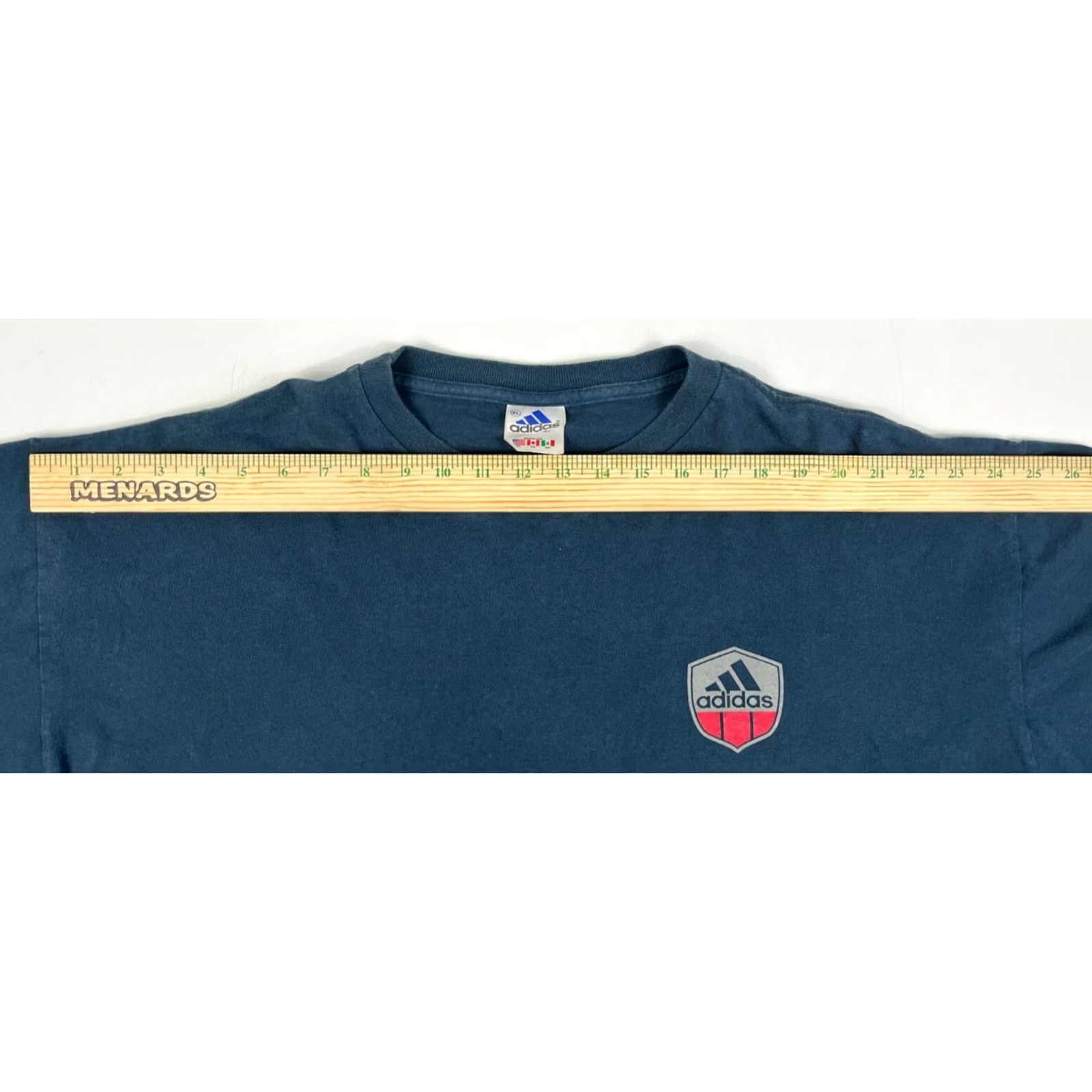 Adidas VINTAGE Adidas T-Shirt Mens 90s Double-Sided Made in USA Navy XL Crew Neck Short Sleeve Cotton Logo 90s USA Size US XL / EU 56 / 4 - 7 Thumbnail