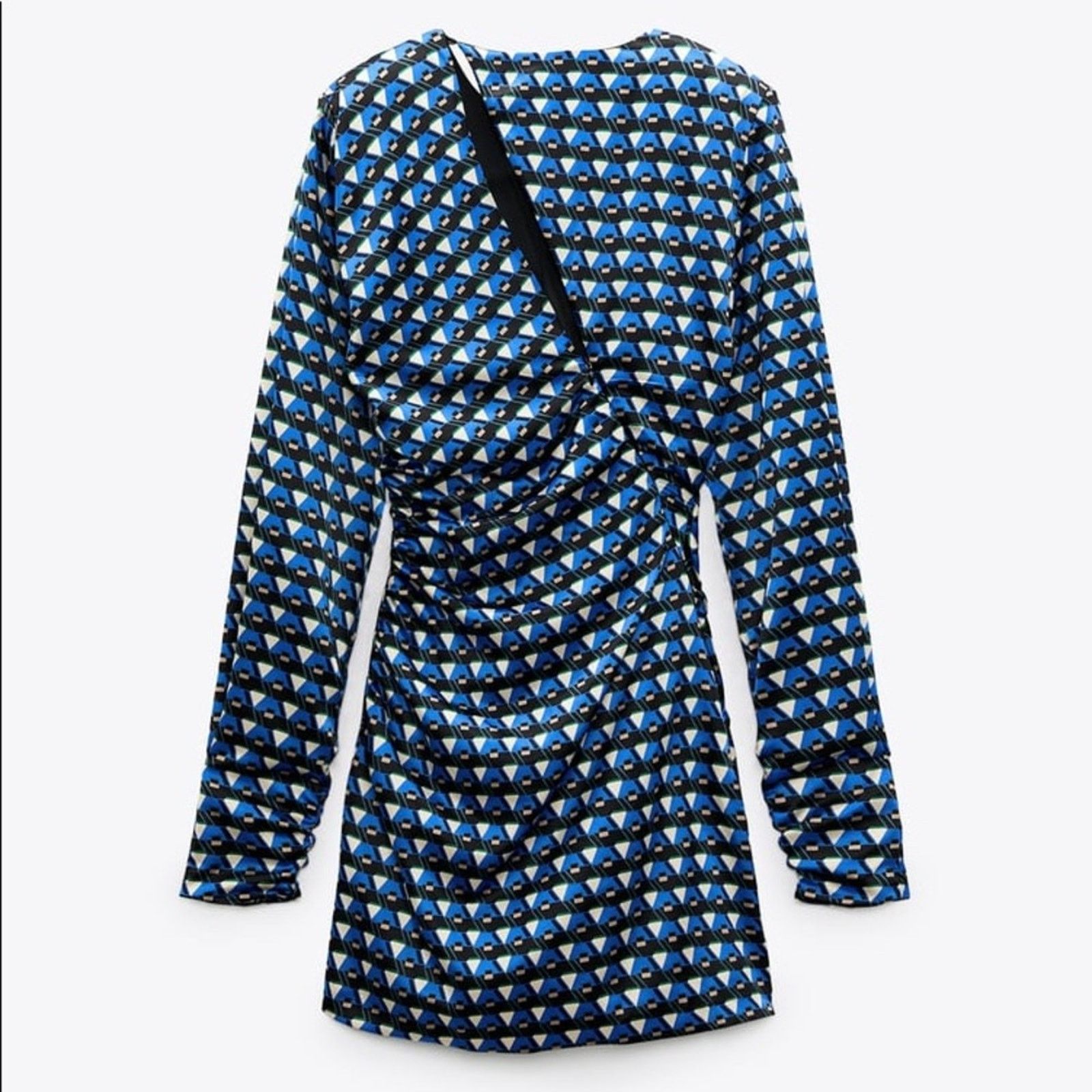 Zara ZARA BLOGGER FAVORITE GEOMETRIC PRINT DRESS BLUISH Size XS / US 0-2 / IT 36-38 - 9 Thumbnail
