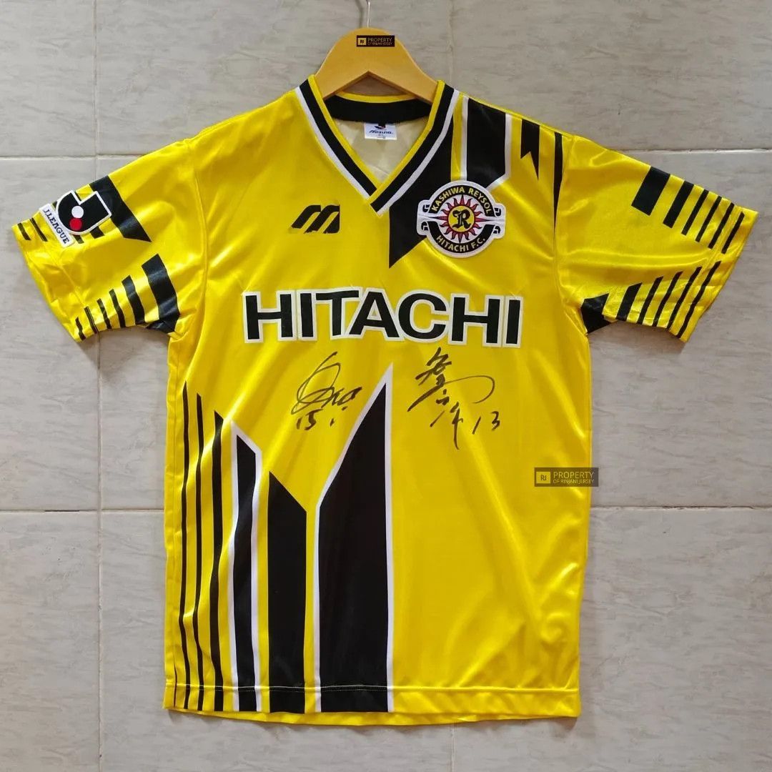 image of Mizuno x Soccer Jersey 1994 Kashiwa Reysol Football Jersey in Yellow Black, Men's (Size Medium)