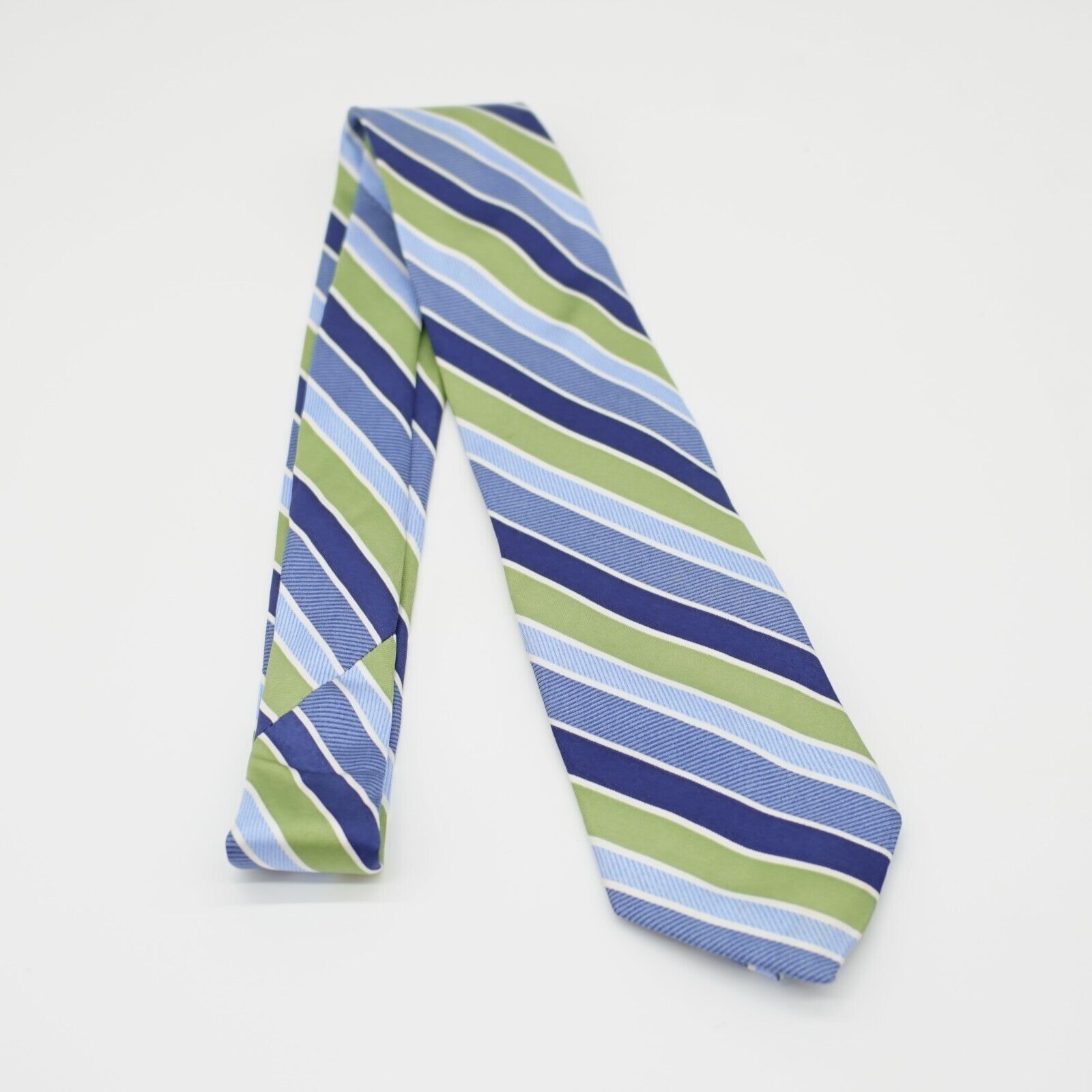 Chaps Chaps Blue Green Striped Boys Woven Silk Tie Size ONE SIZE - 7 Thumbnail