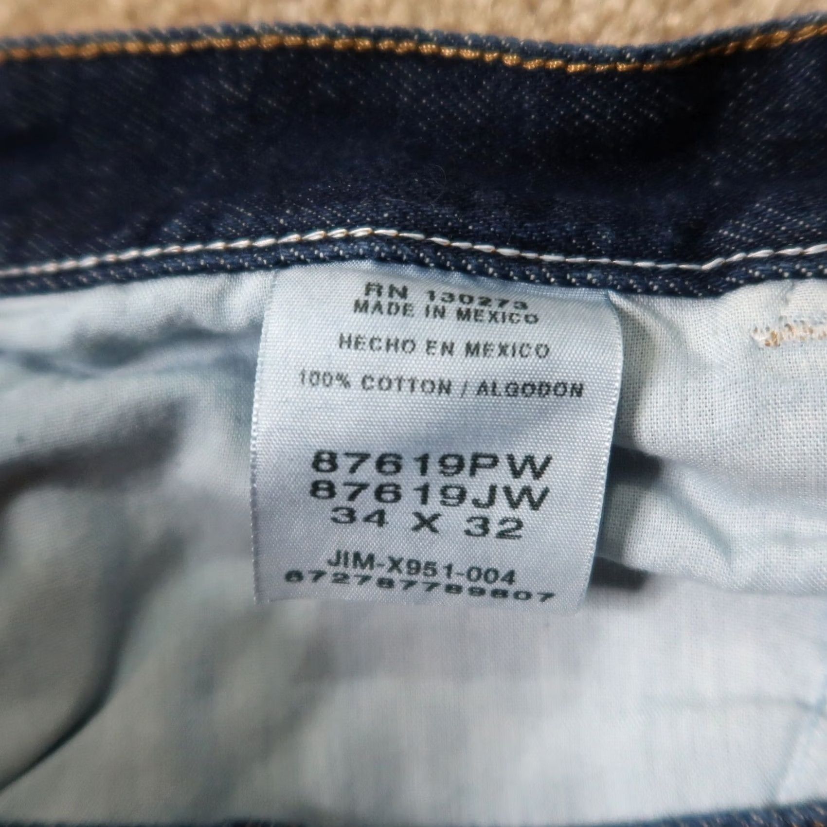Denime Rustler Jeans Dark Wash Blue Denim - 34x32 Regular Men’s Straight Leg 5-Pocket Vintage 80s 90s Rustler Logo Button Zip Size US 34 / EU 50 - 5 Thumbnail