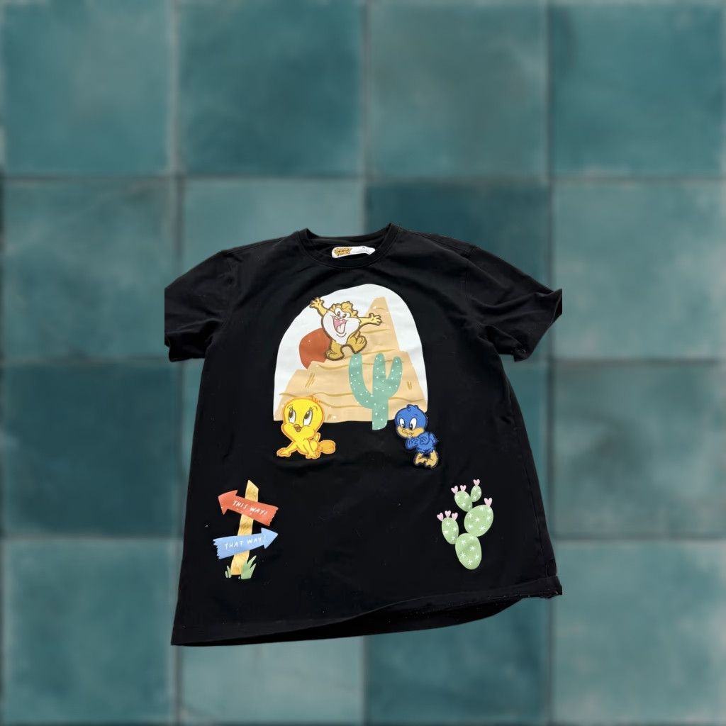 Vintage VINTAGE Looney Tunes T-Shirt Mens Medium Cartoon Embroidered Tee Short Sleeve Black Mens Size US M / EU 48-50 / 2 - 1 Thumbnail