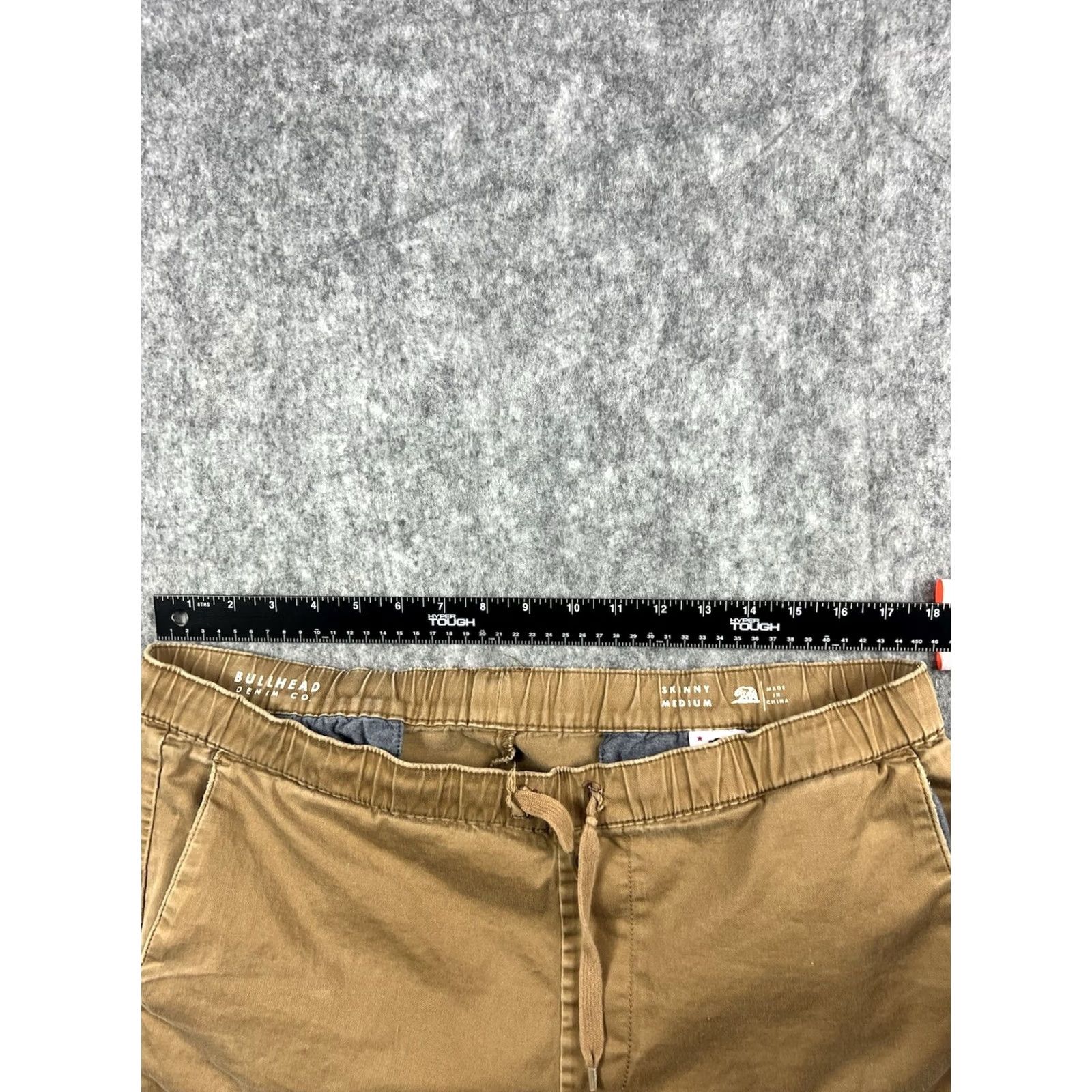 Denime Bullhead Denim Mens Khaki Jogger Pants Slim Fit Elastic Waist Size M Brown 28in Inseam Front Slant Pockets Casual Pants Size US 31 - 3 Thumbnail